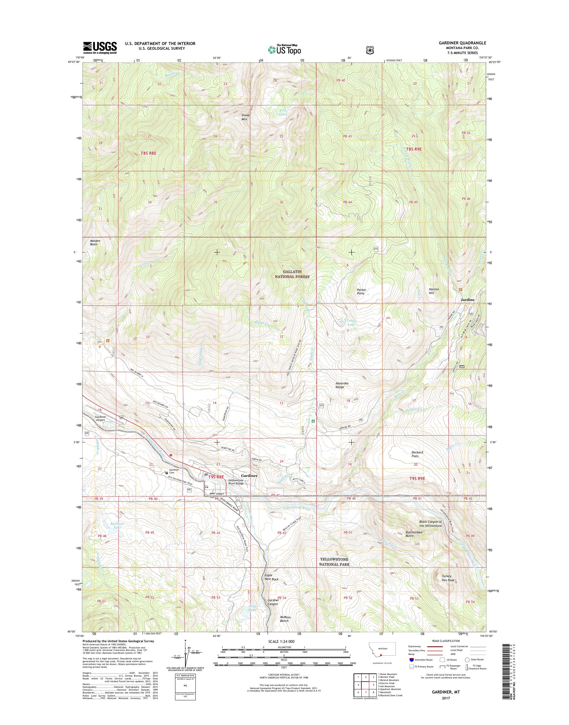 MyTopo Gardiner, Montana USGS Quad Topo Map