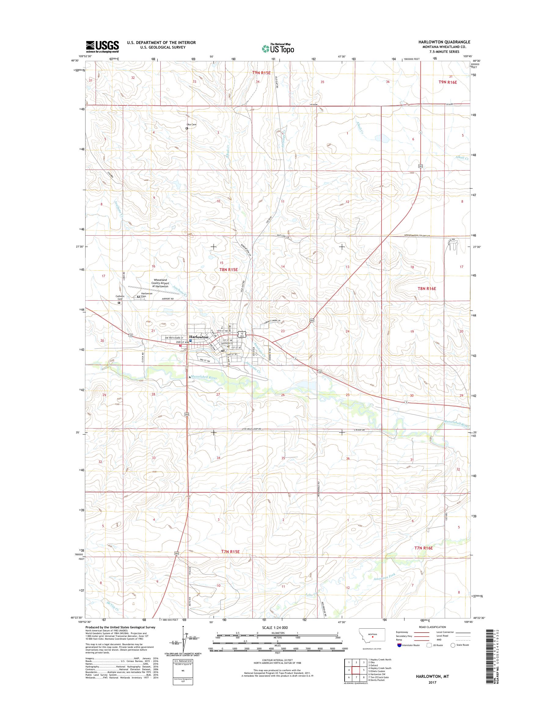 MyTopo Harlowton, Montana USGS Quad Topo Map
