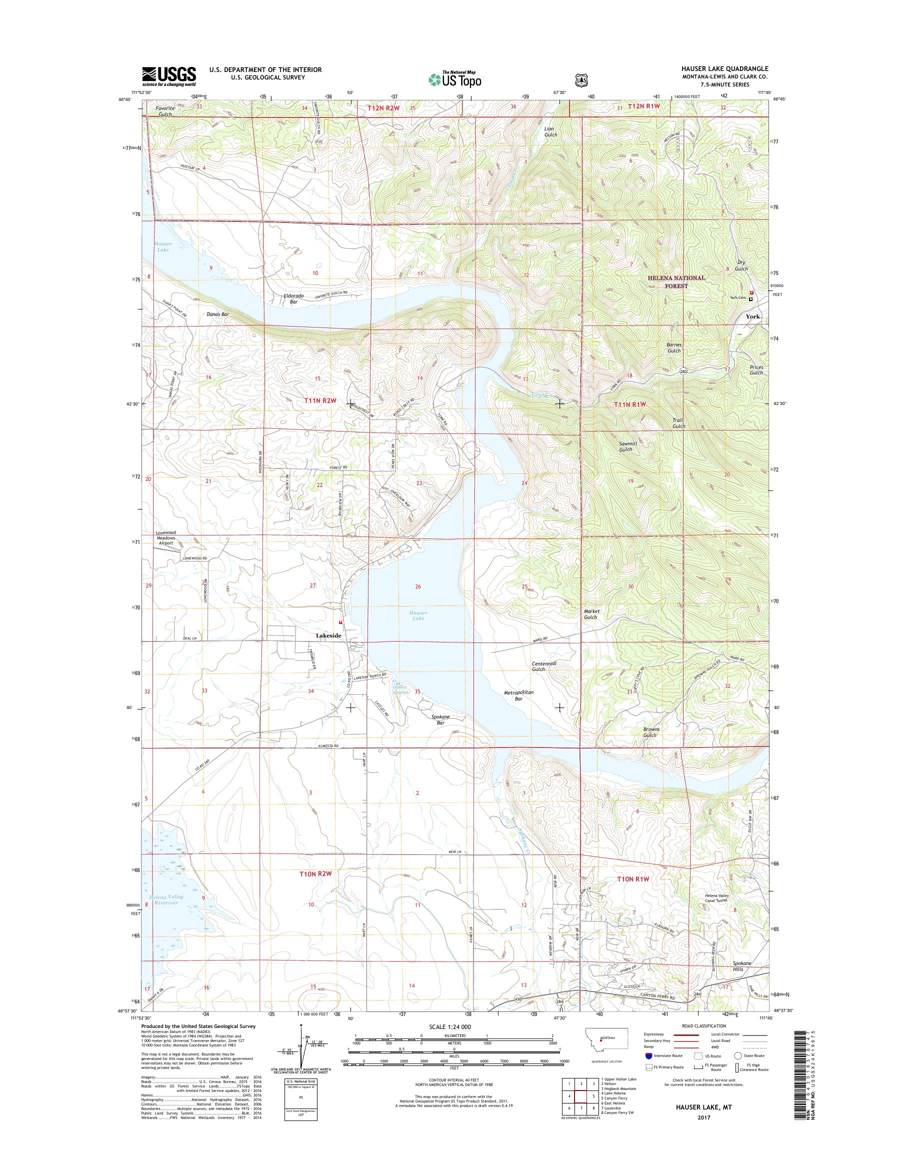 MyTopo Hauser Lake, Montana USGS Quad Topo Map