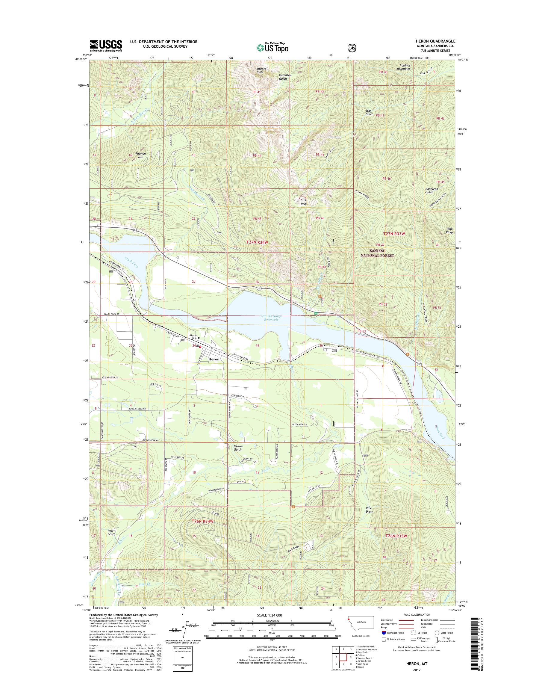 MyTopo Heron, Montana USGS Quad Topo Map