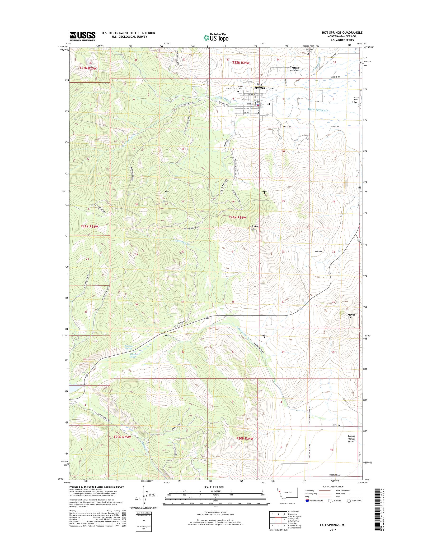 MyTopo Hot Springs, Montana USGS Quad Topo Map