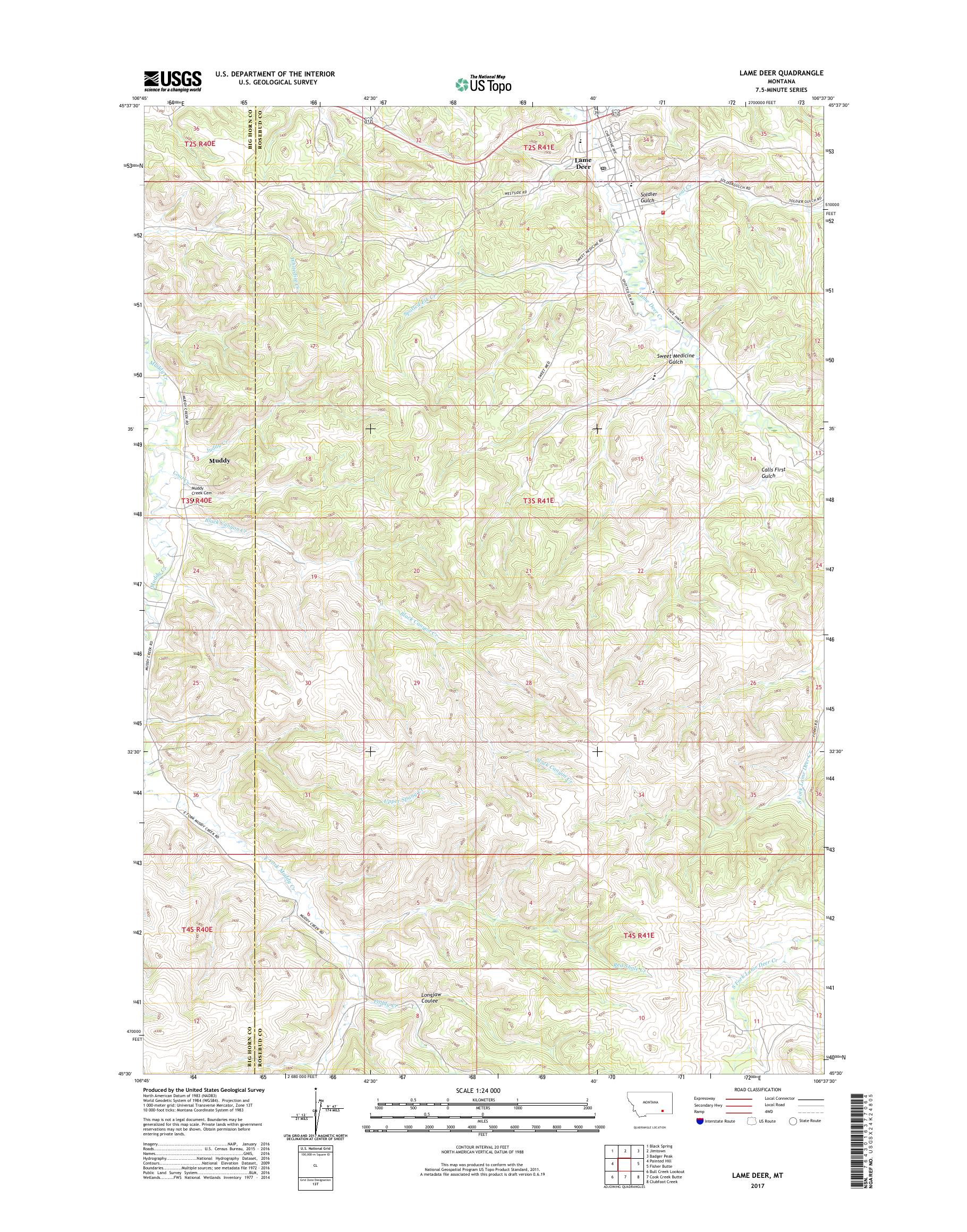 MyTopo Lame Deer, Montana USGS Quad Topo Map