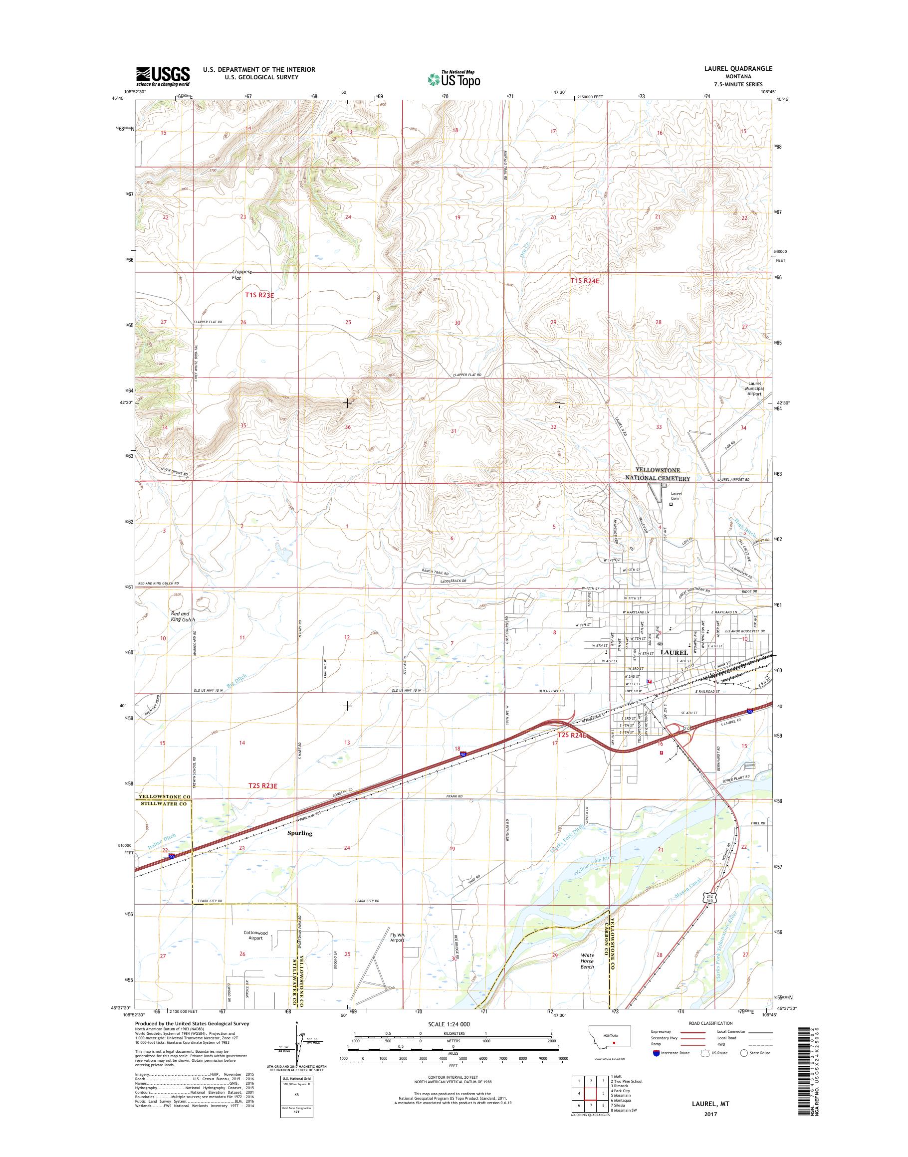 MyTopo Laurel, Montana USGS Quad Topo Map