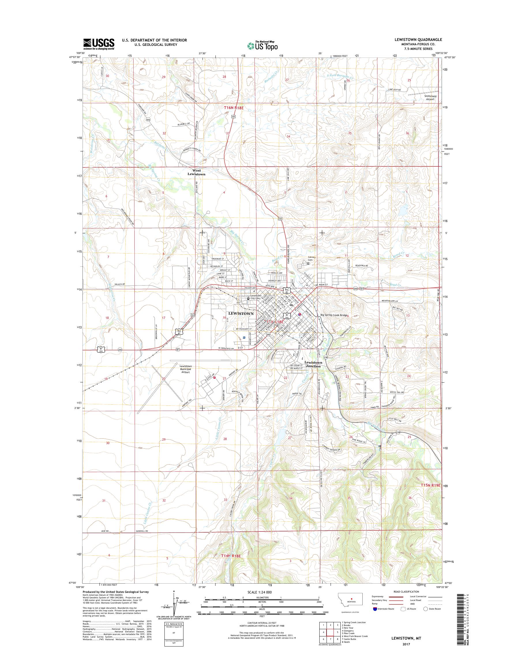 MyTopo Lewistown, Montana USGS Quad Topo Map