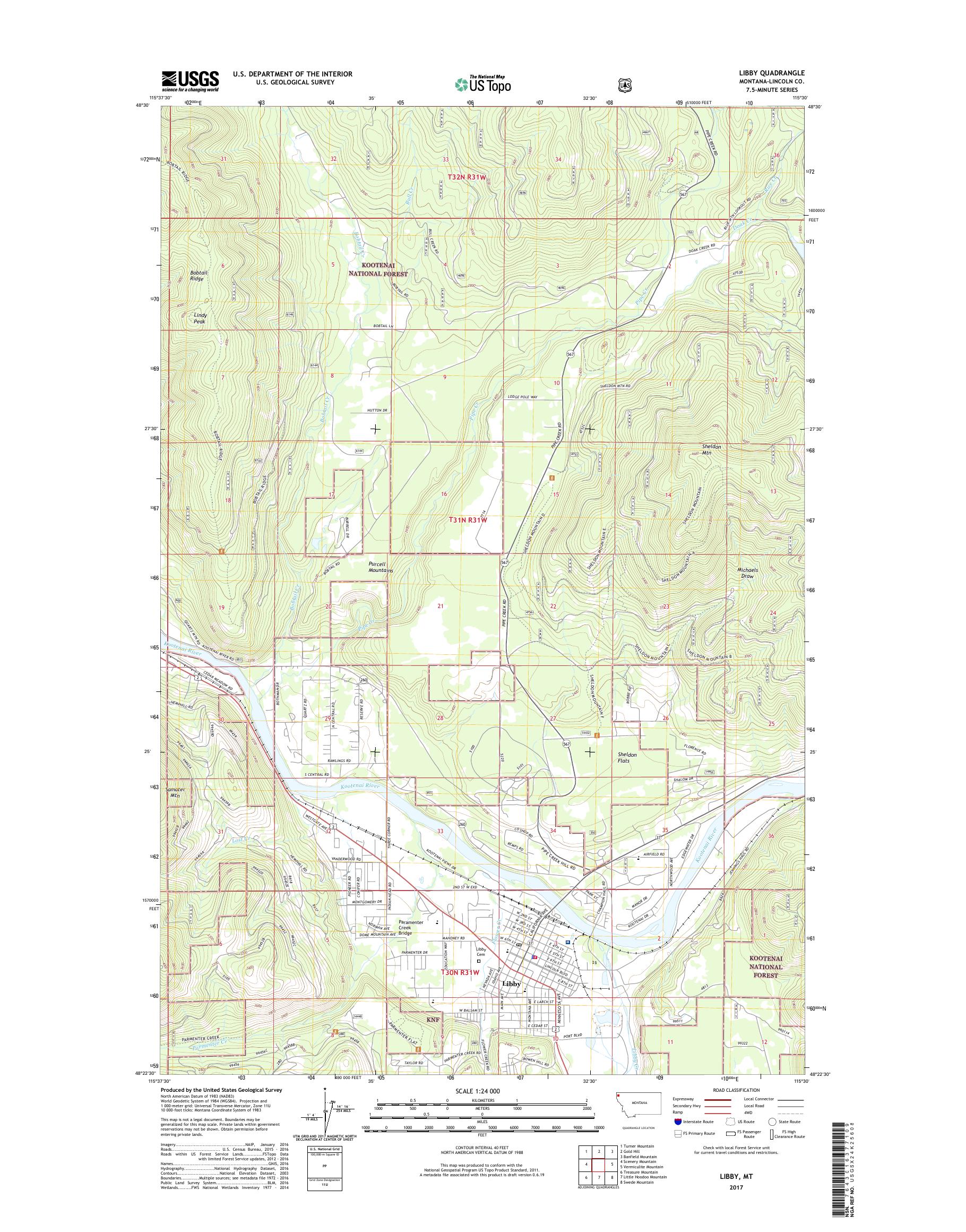 MyTopo Libby, Montana USGS Quad Topo Map