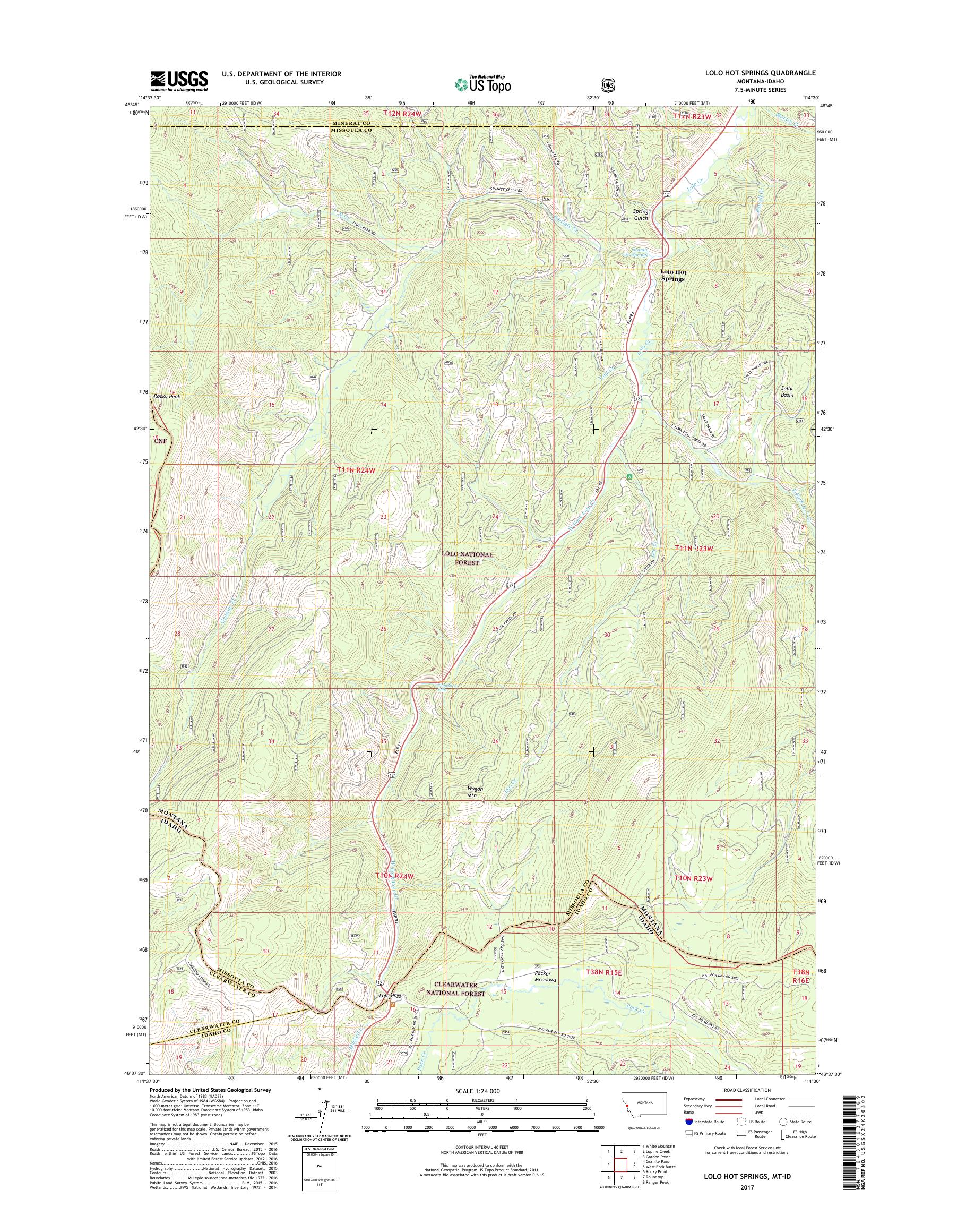 MyTopo Lolo Hot Springs, Montana USGS Quad Topo Map