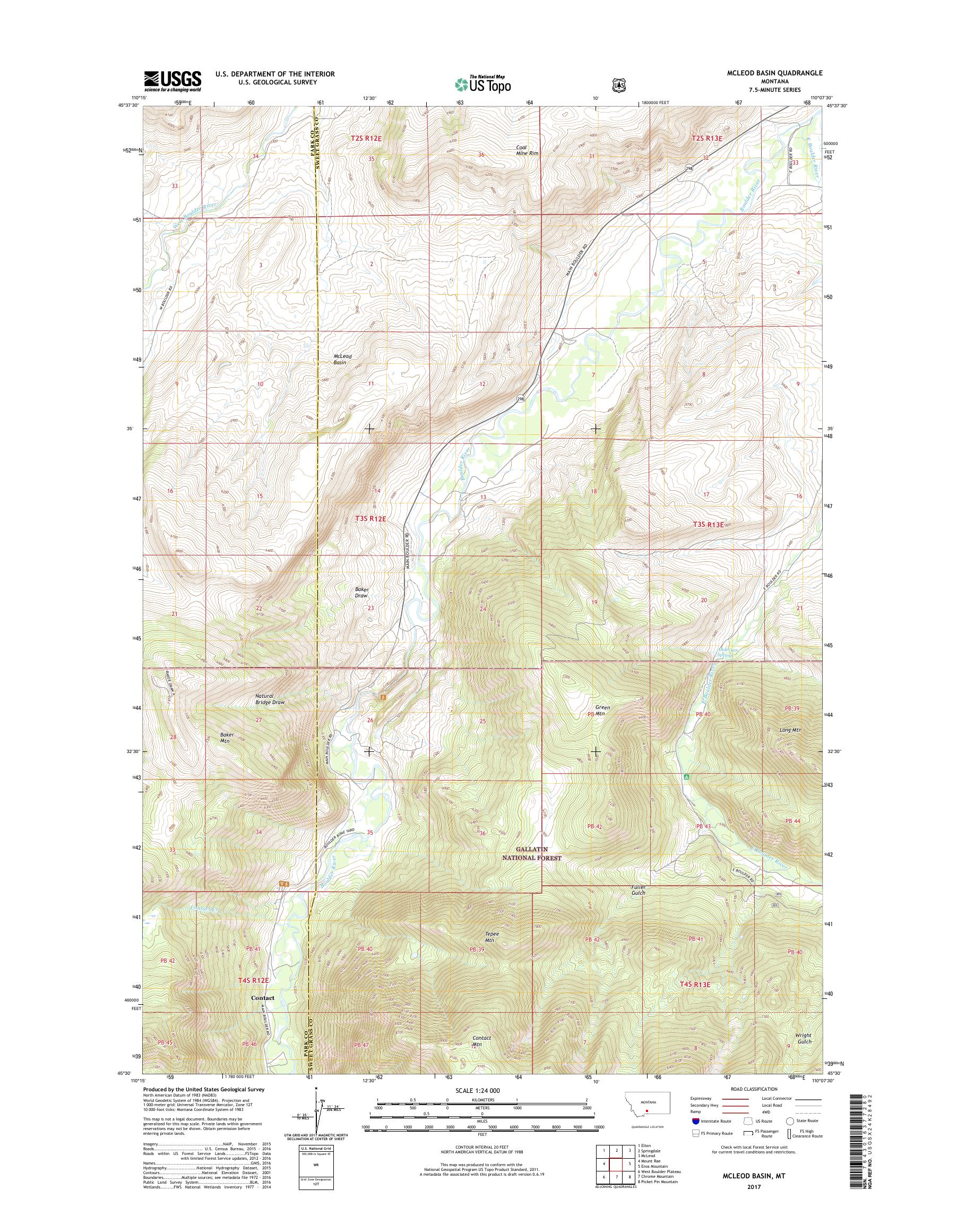 MyTopo McLeod Basin, Montana USGS Quad Topo Map