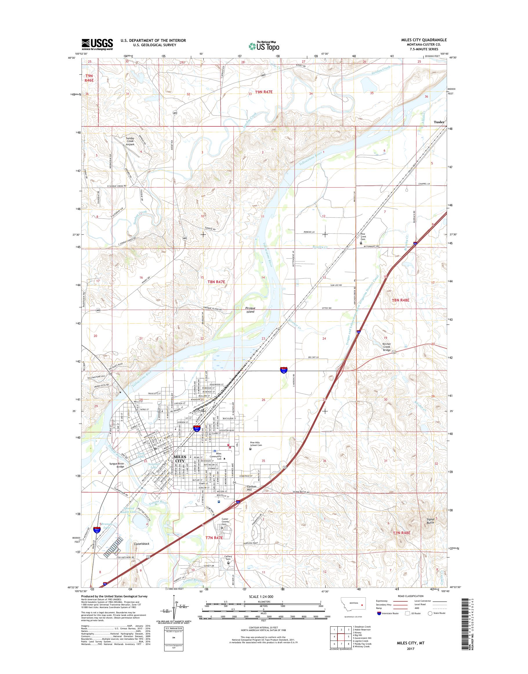 MyTopo Miles City, Montana USGS Quad Topo Map