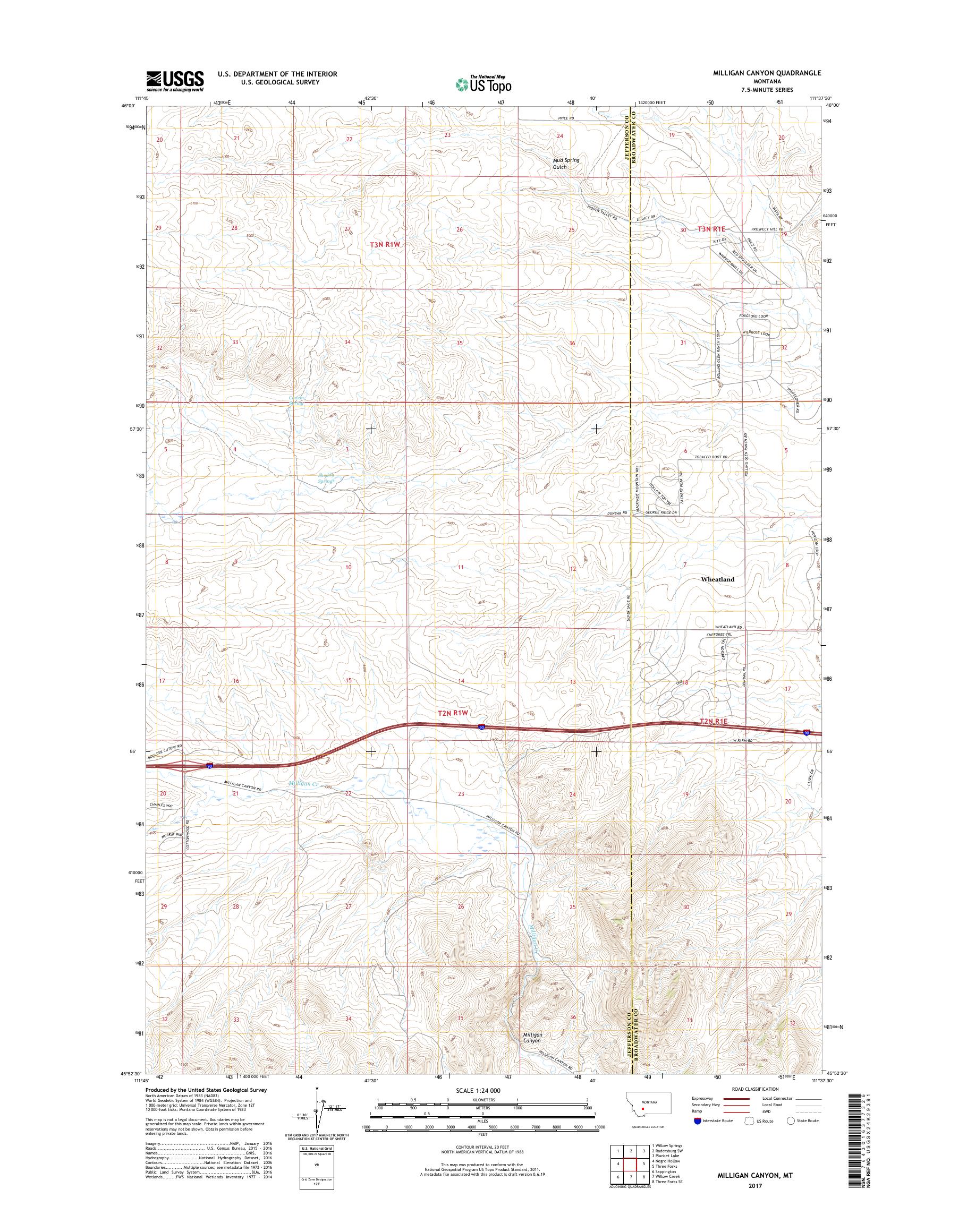 MyTopo Milligan Canyon, Montana USGS Quad Topo Map