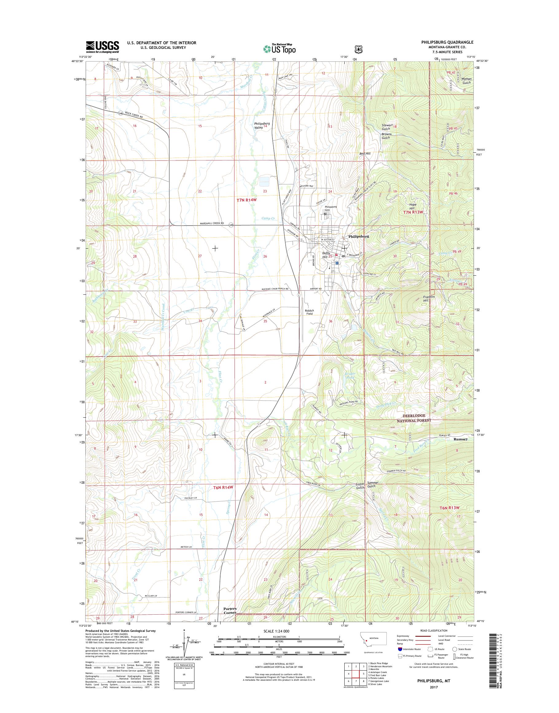MyTopo Philipsburg, Montana USGS Quad Topo Map