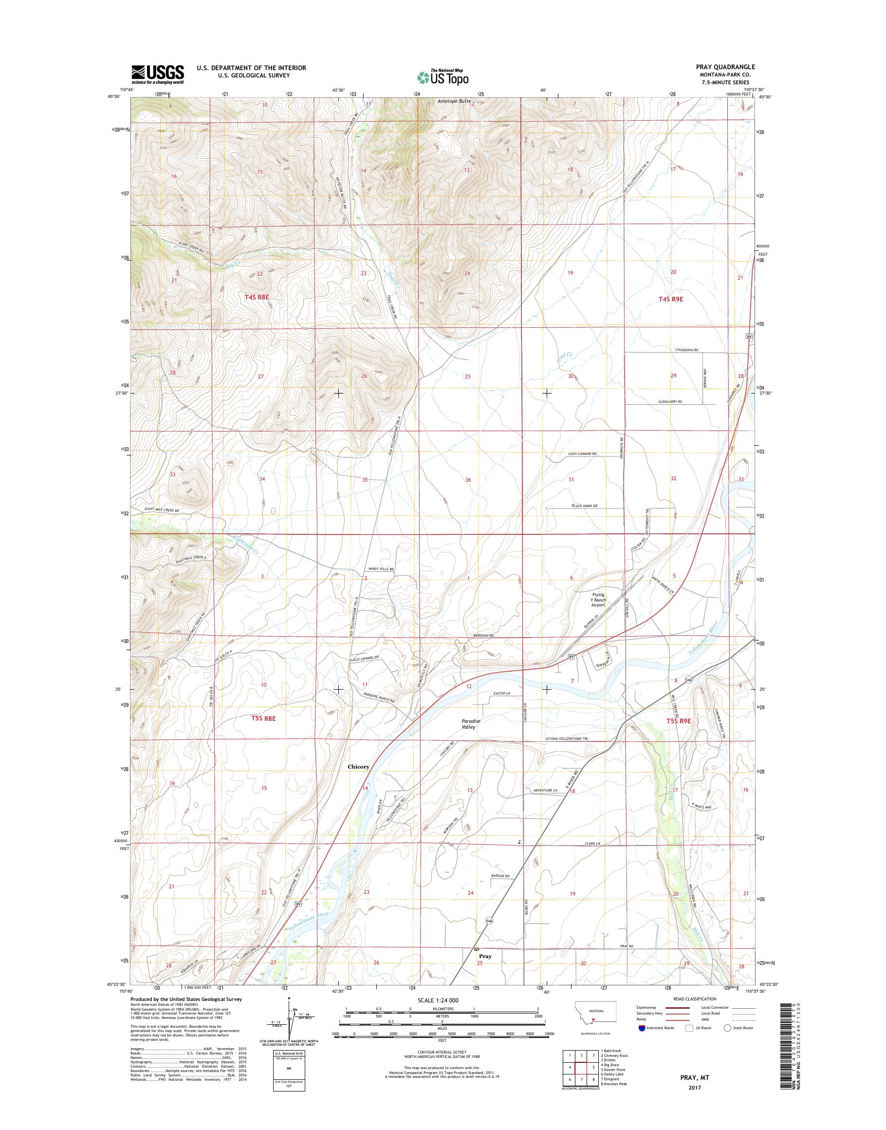 MyTopo Pray, Montana USGS Quad Topo Map