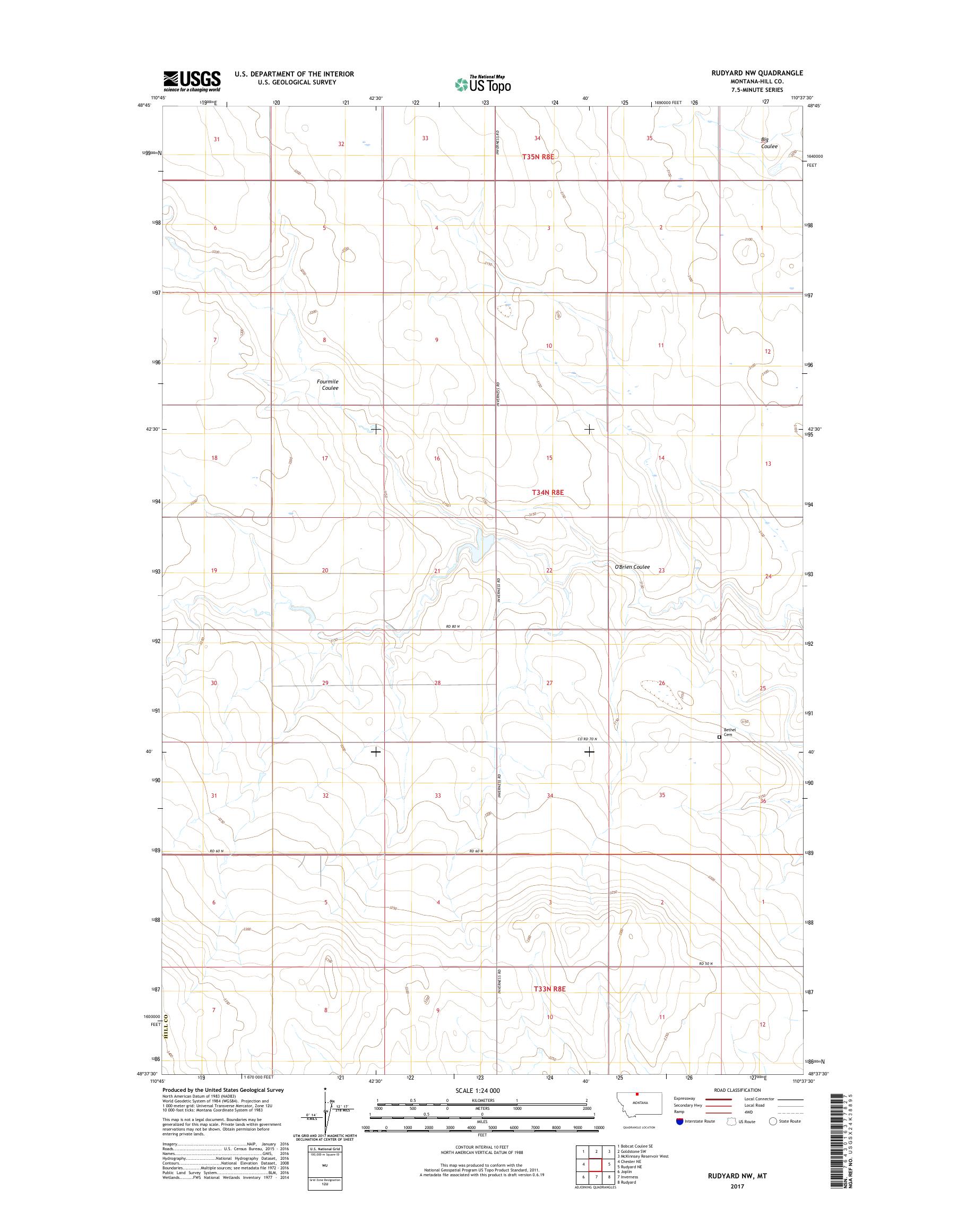 MyTopo Rudyard NW, Montana USGS Quad Topo Map