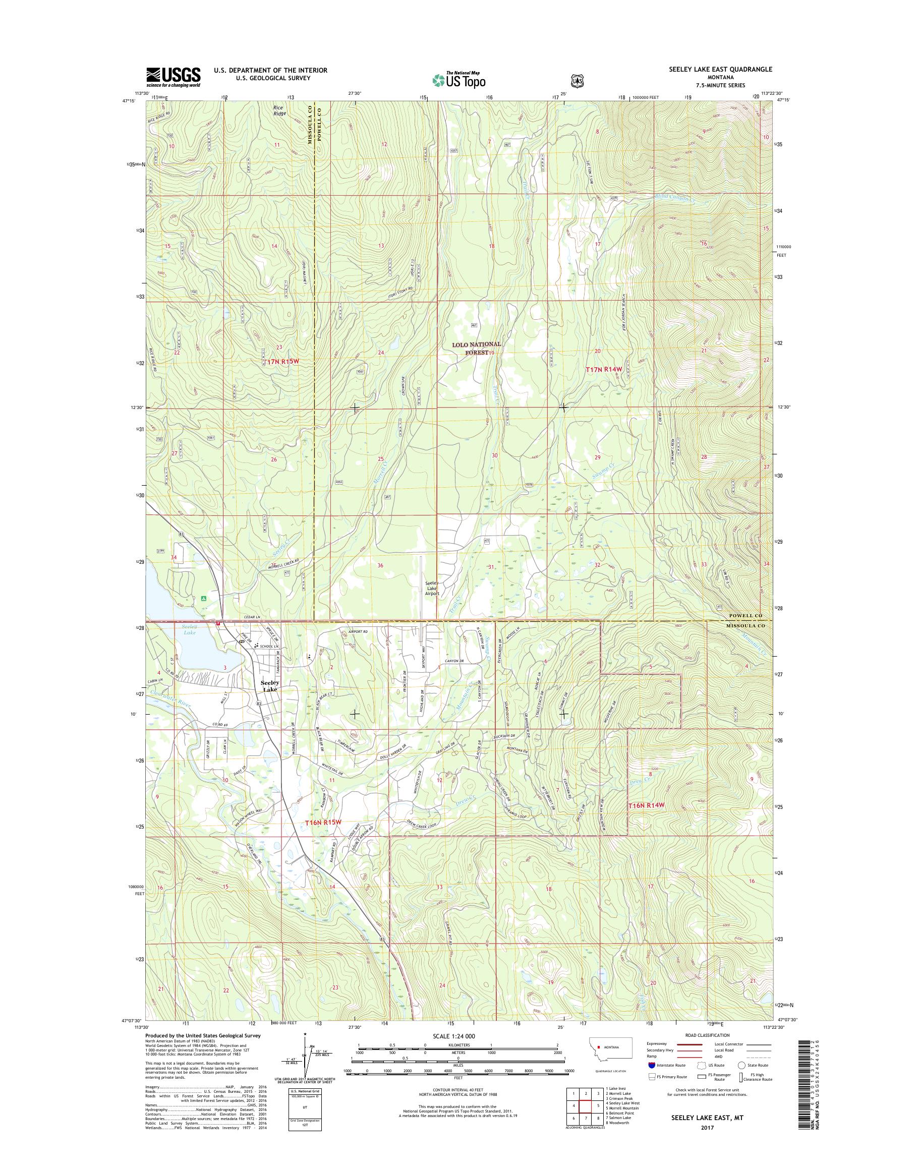 MyTopo Seeley Lake East, Montana USGS Quad Topo Map
