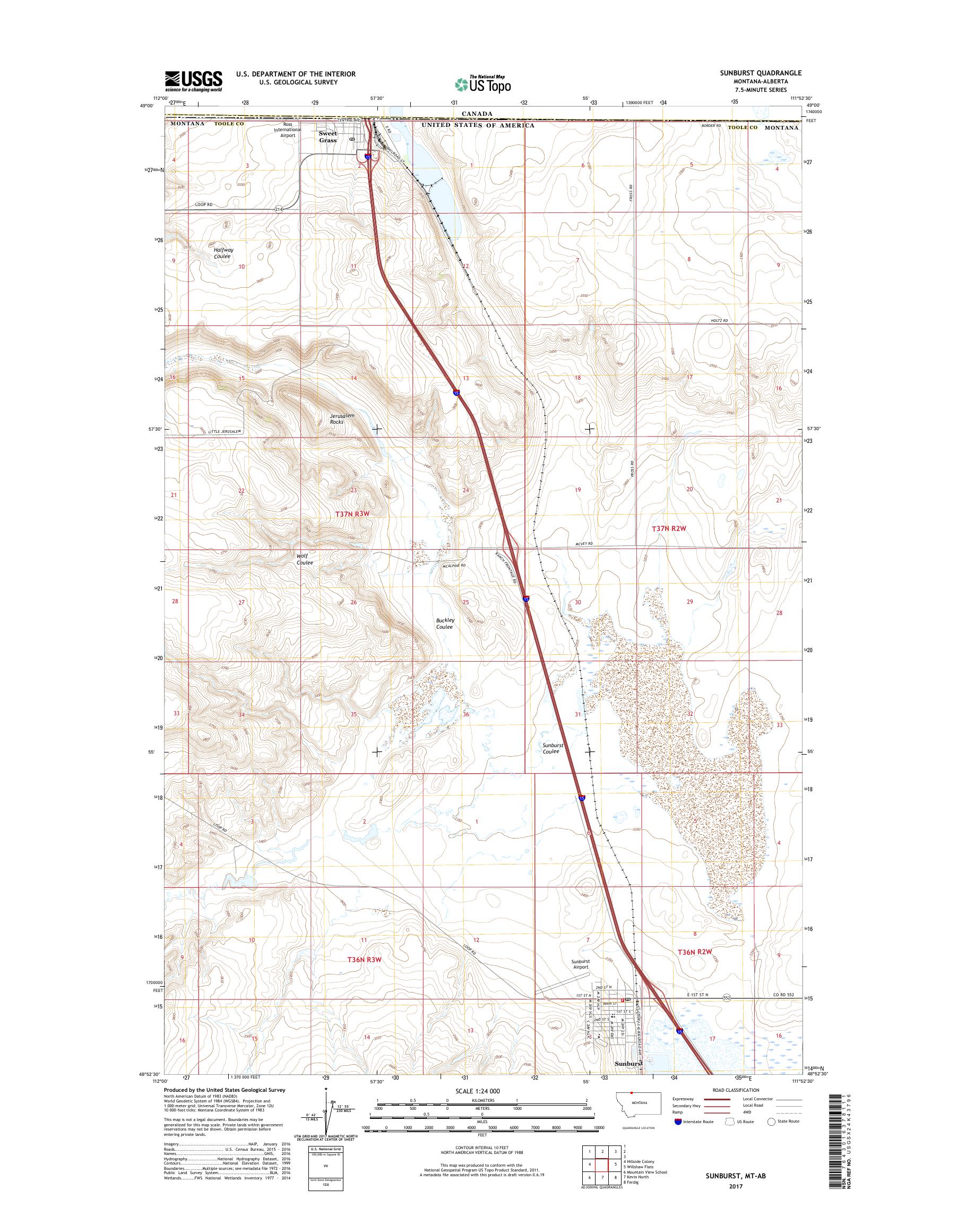 MyTopo Sunburst, Montana USGS Quad Topo Map
