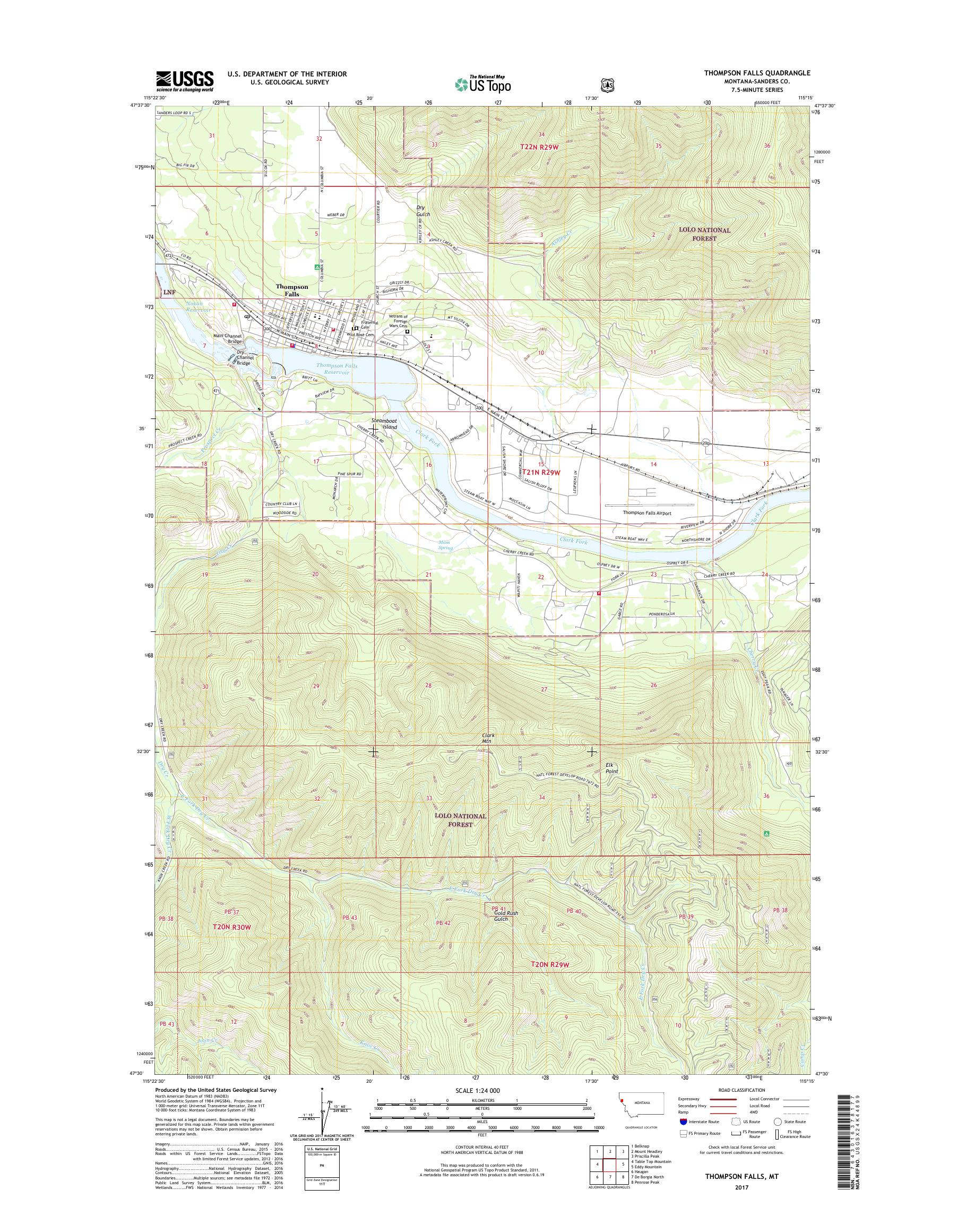 MyTopo Thompson Falls, Montana USGS Quad Topo Map
