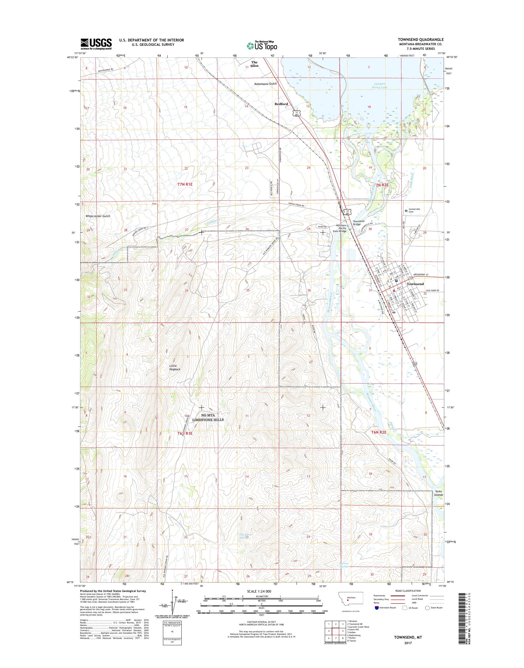 MyTopo Townsend, Montana USGS Quad Topo Map