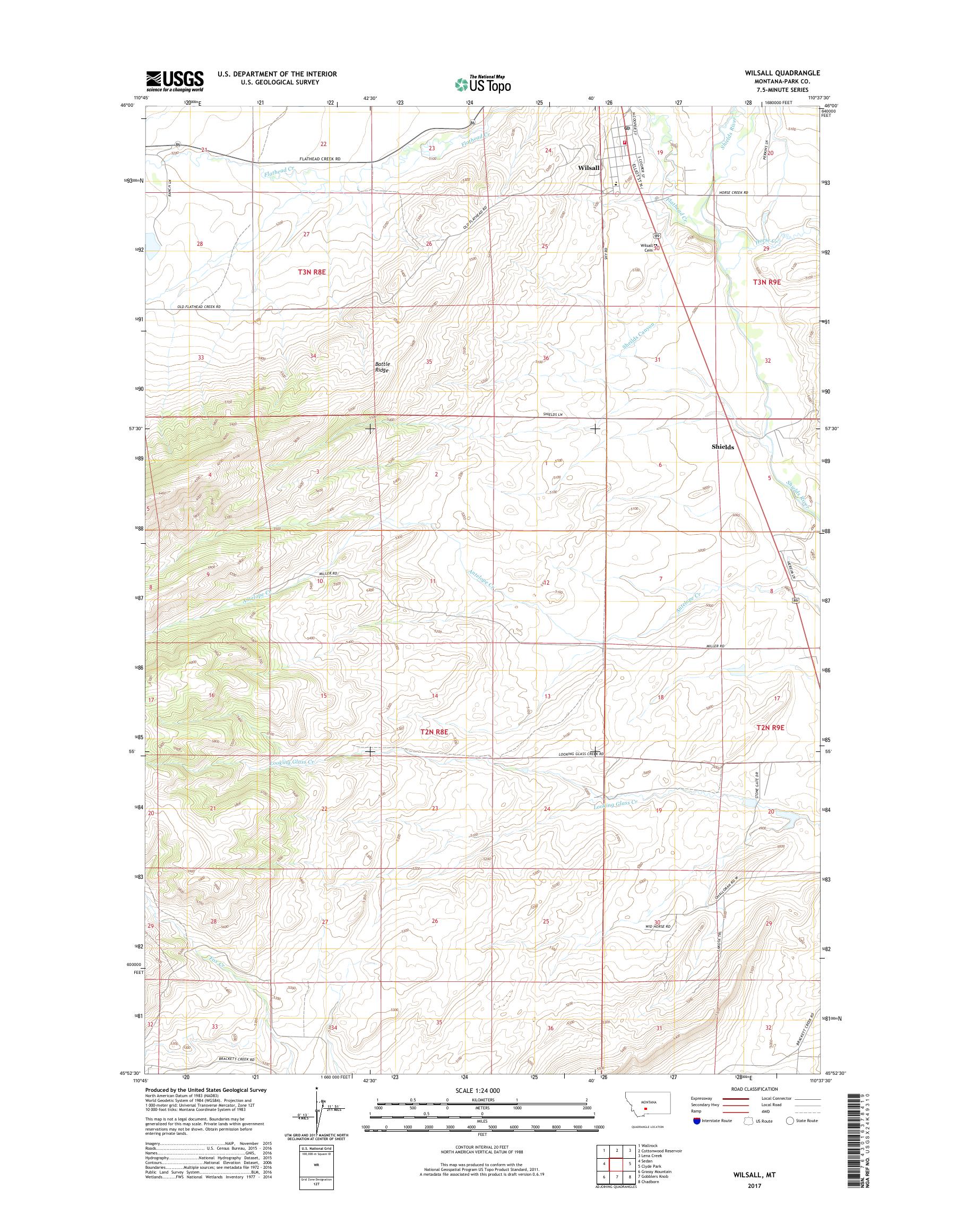 MyTopo Wilsall, Montana USGS Quad Topo Map