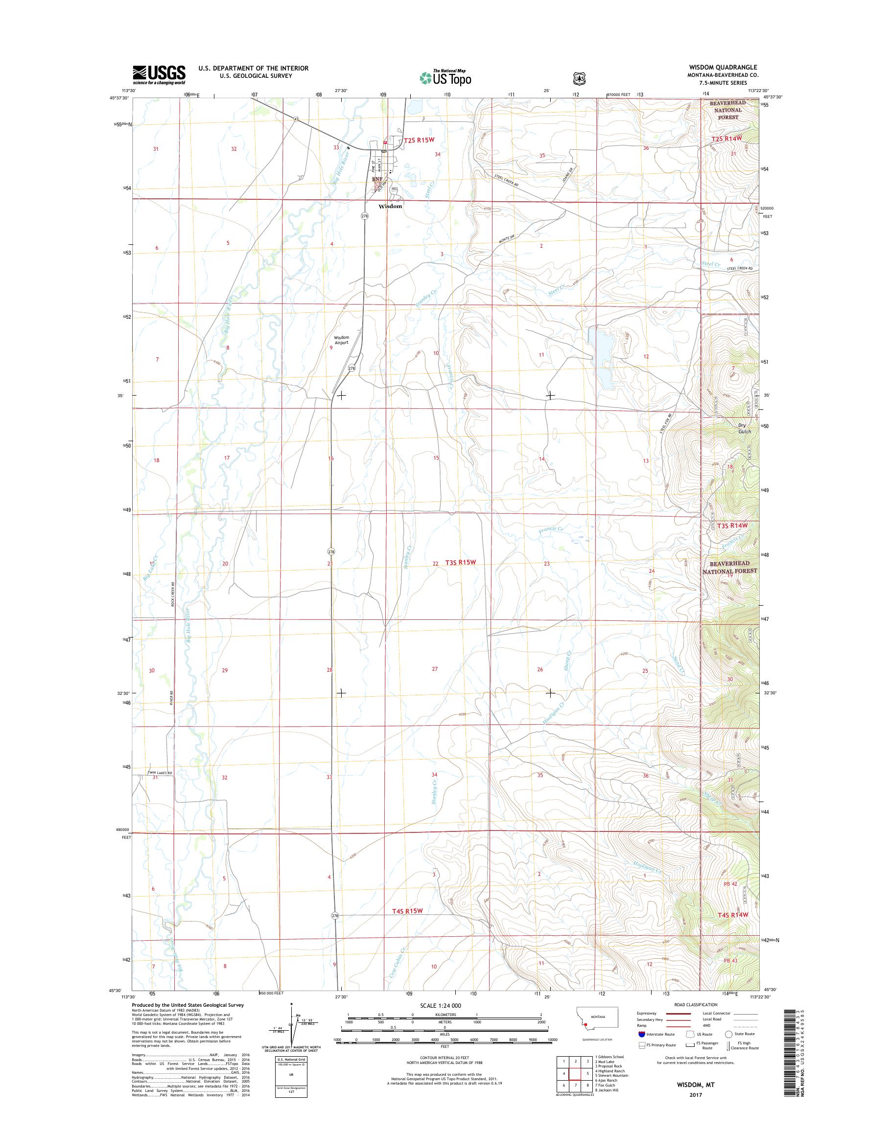 MyTopo Wisdom, Montana USGS Quad Topo Map