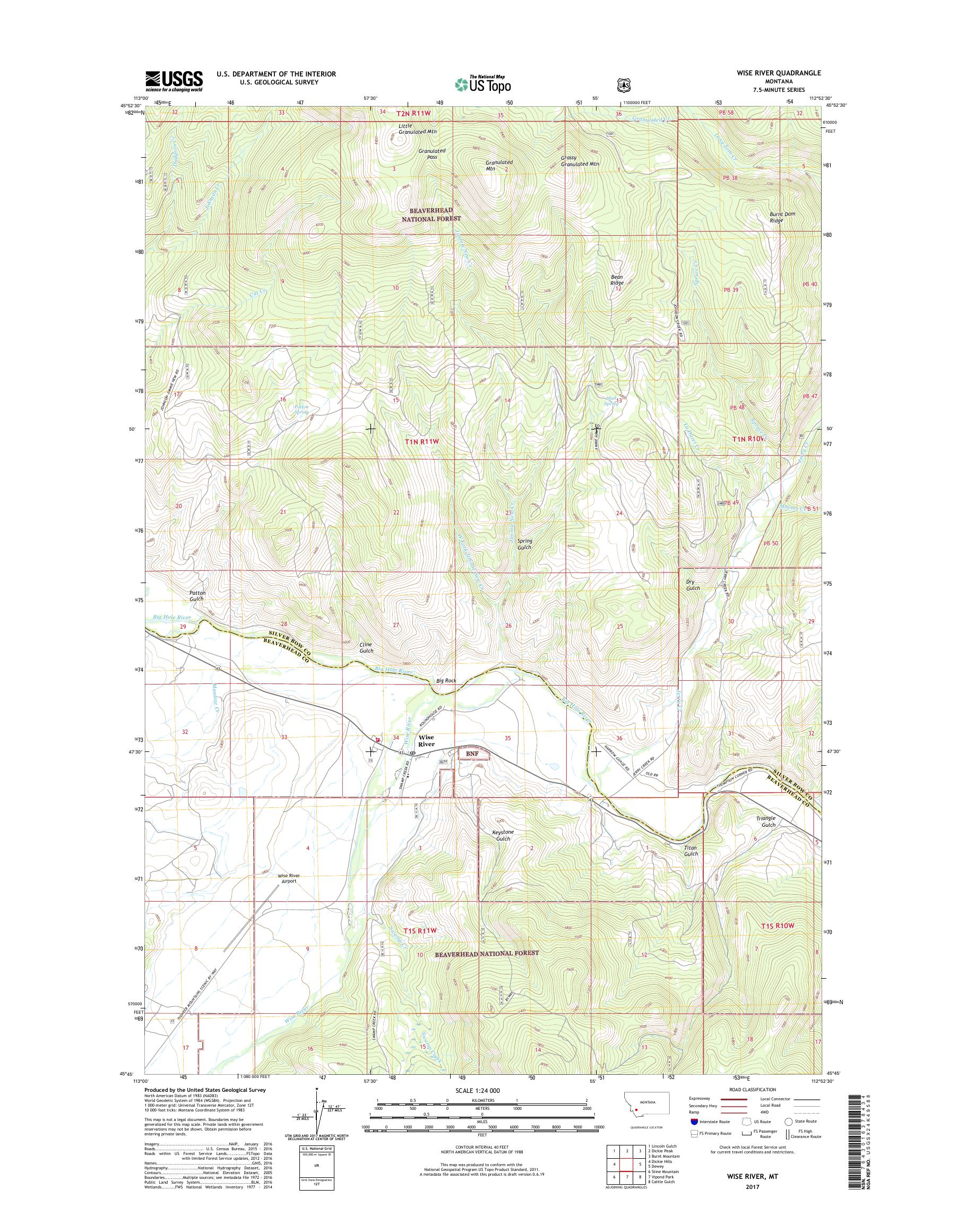 MyTopo Wise River, Montana USGS Quad Topo Map
