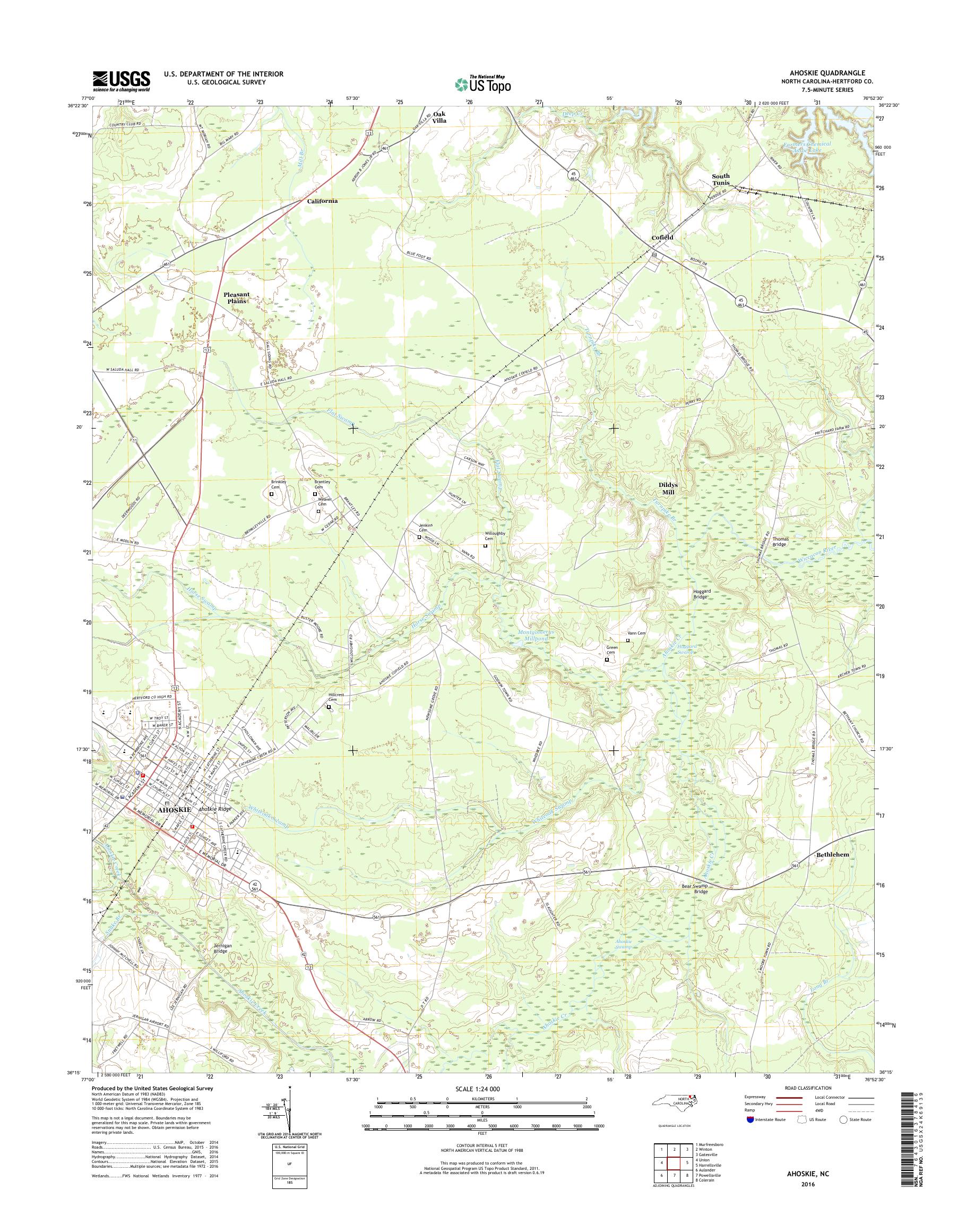 MyTopo Ahoskie, North Carolina USGS Quad Topo Map