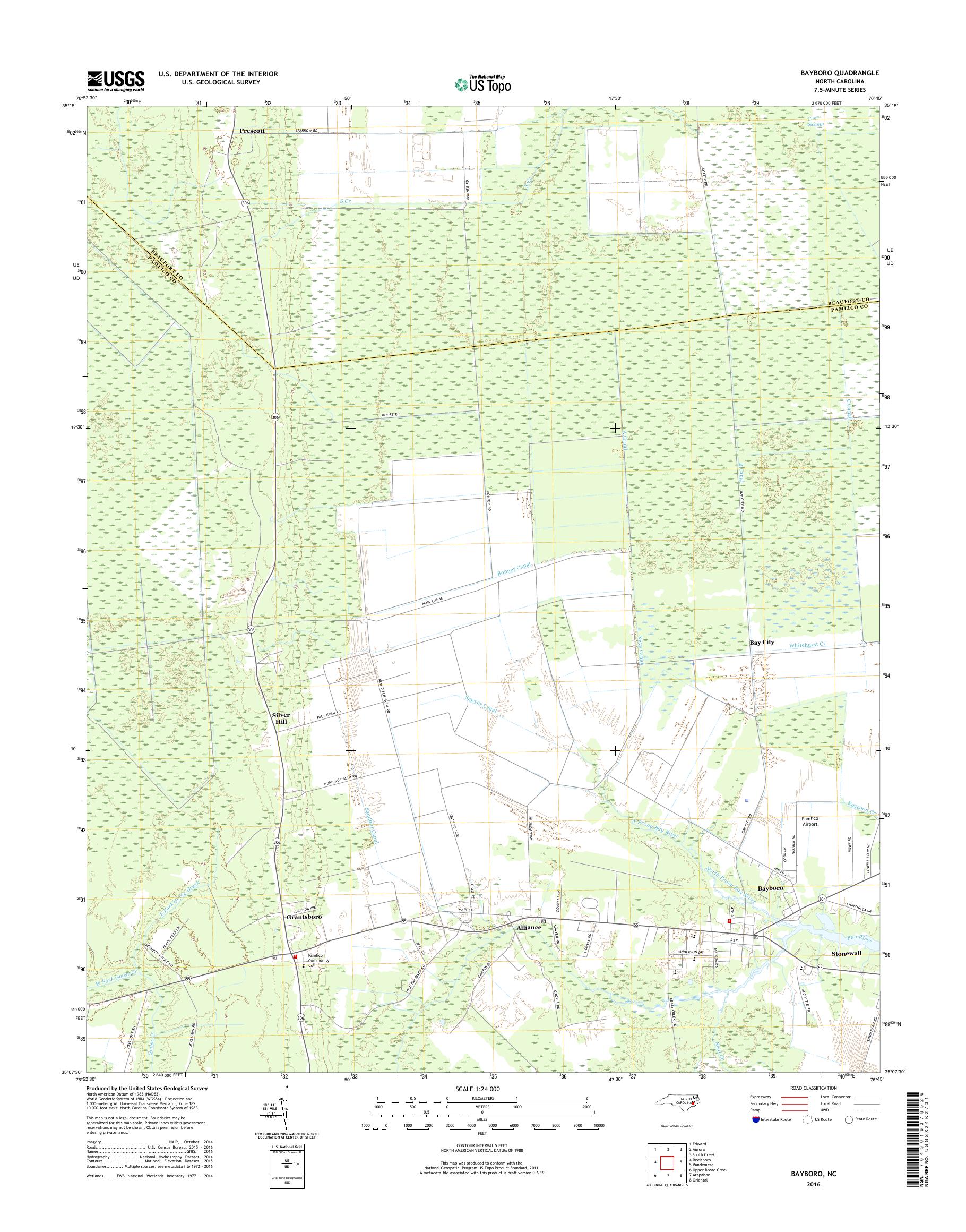 MyTopo Bayboro, North Carolina USGS Quad Topo Map