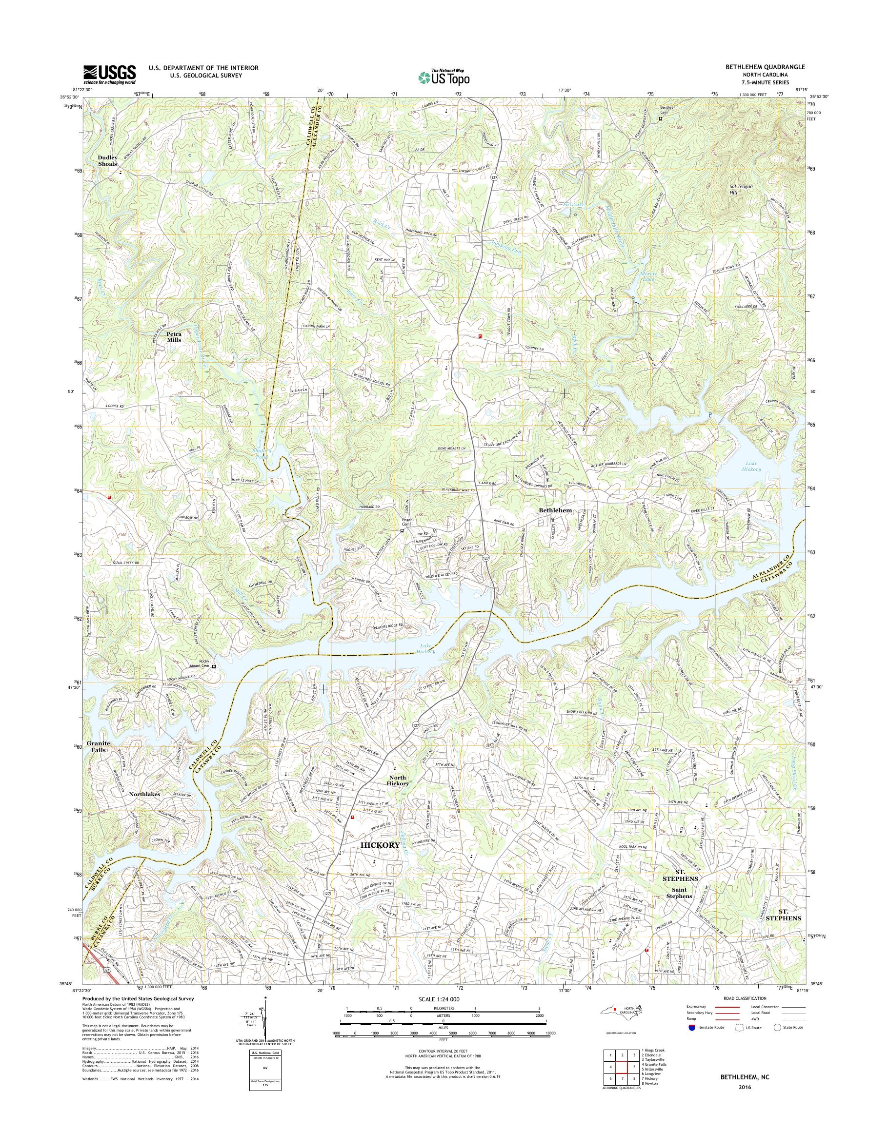 MyTopo Bethlehem, North Carolina USGS Quad Topo Map