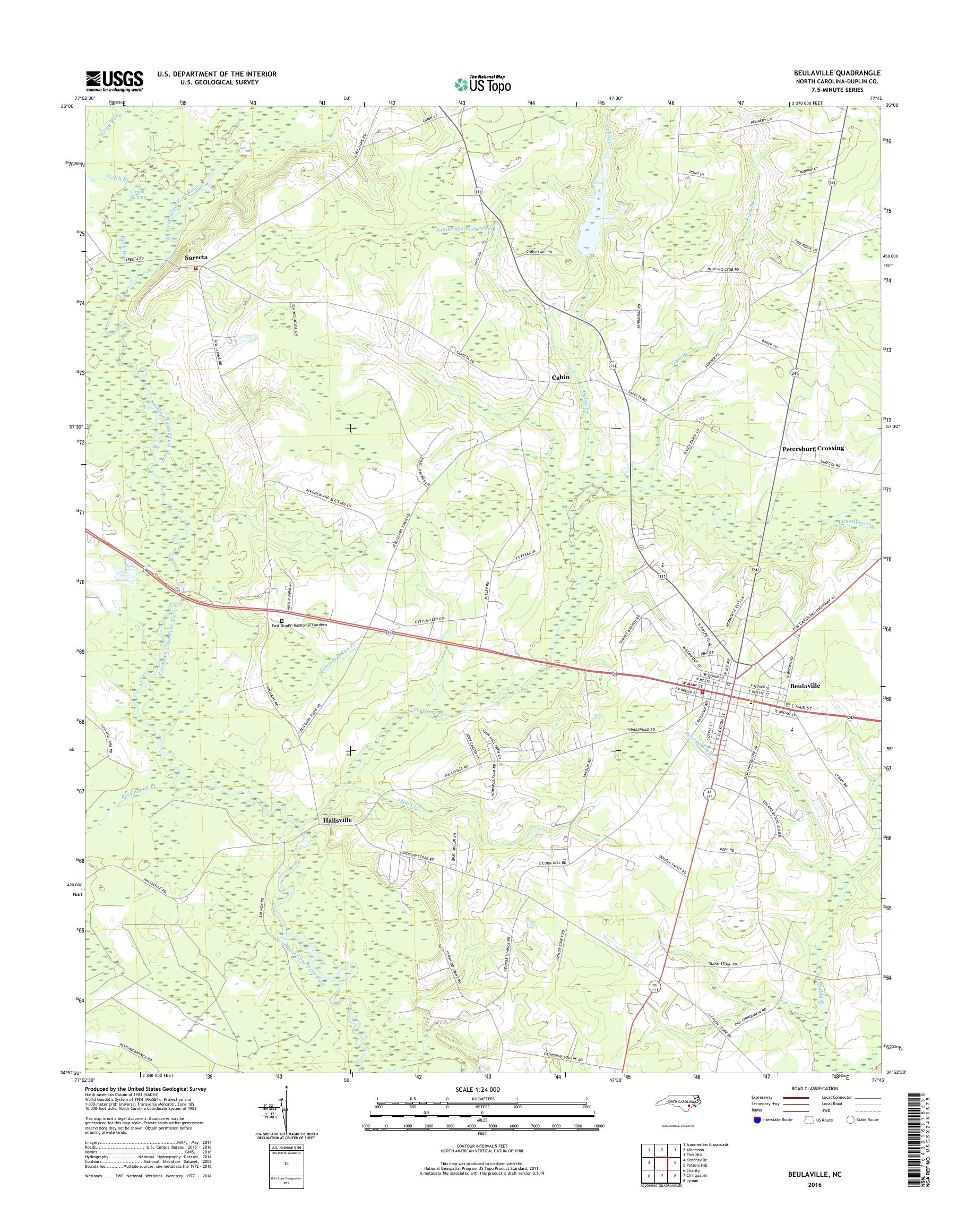 MyTopo Beulaville, North Carolina USGS Quad Topo Map