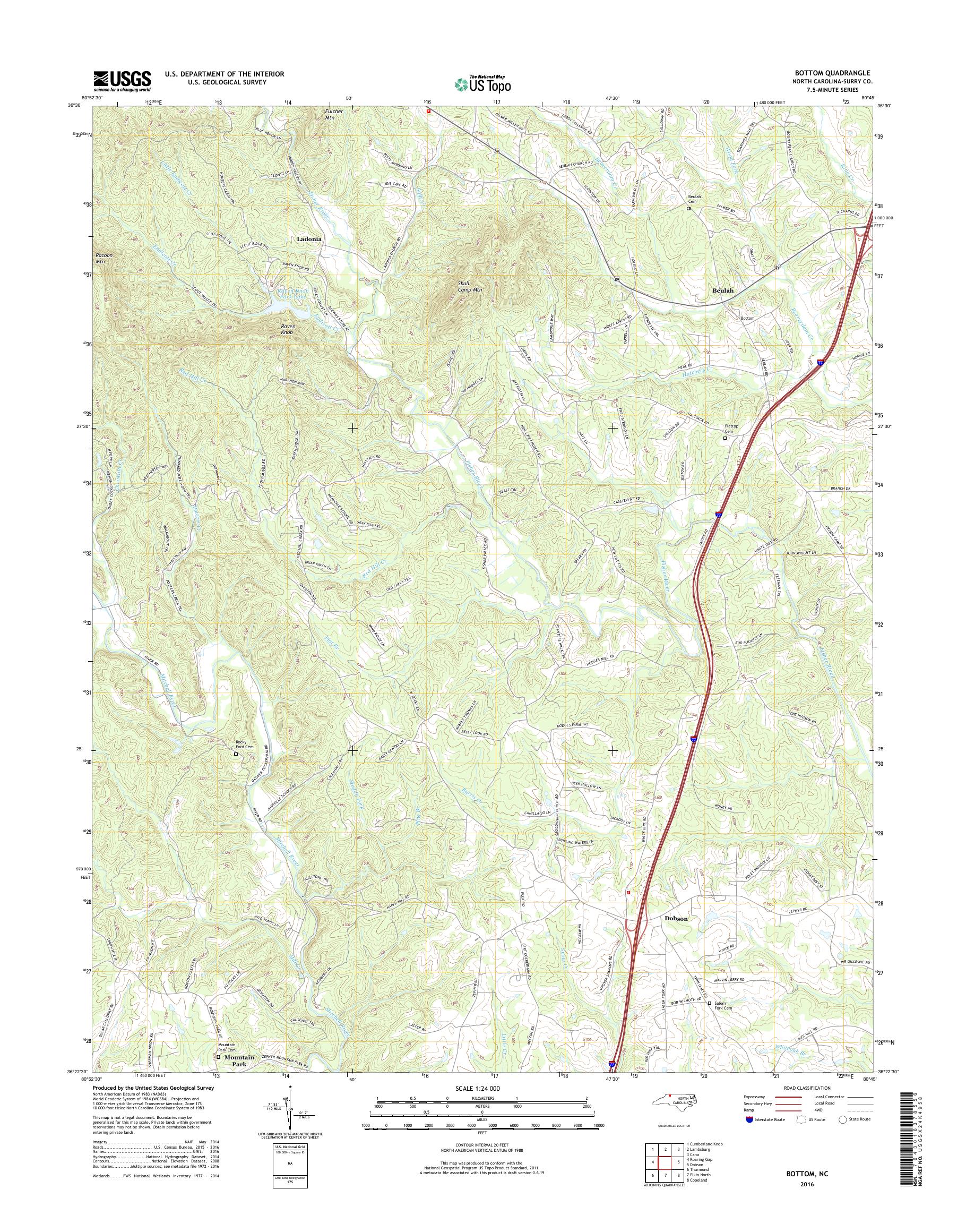 MyTopo Bottom, North Carolina USGS Quad Topo Map
