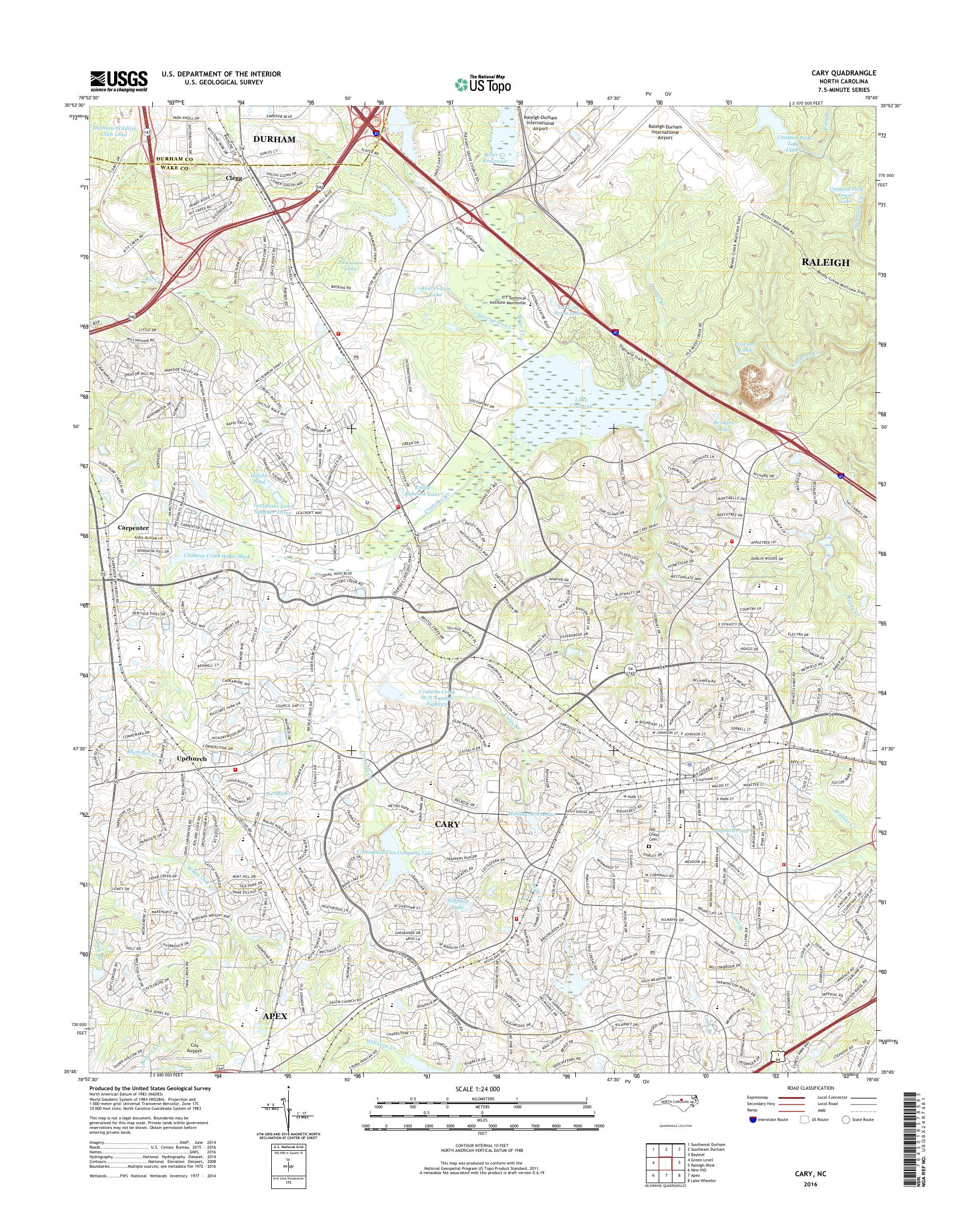 MyTopo Cary, North Carolina USGS Quad Topo Map