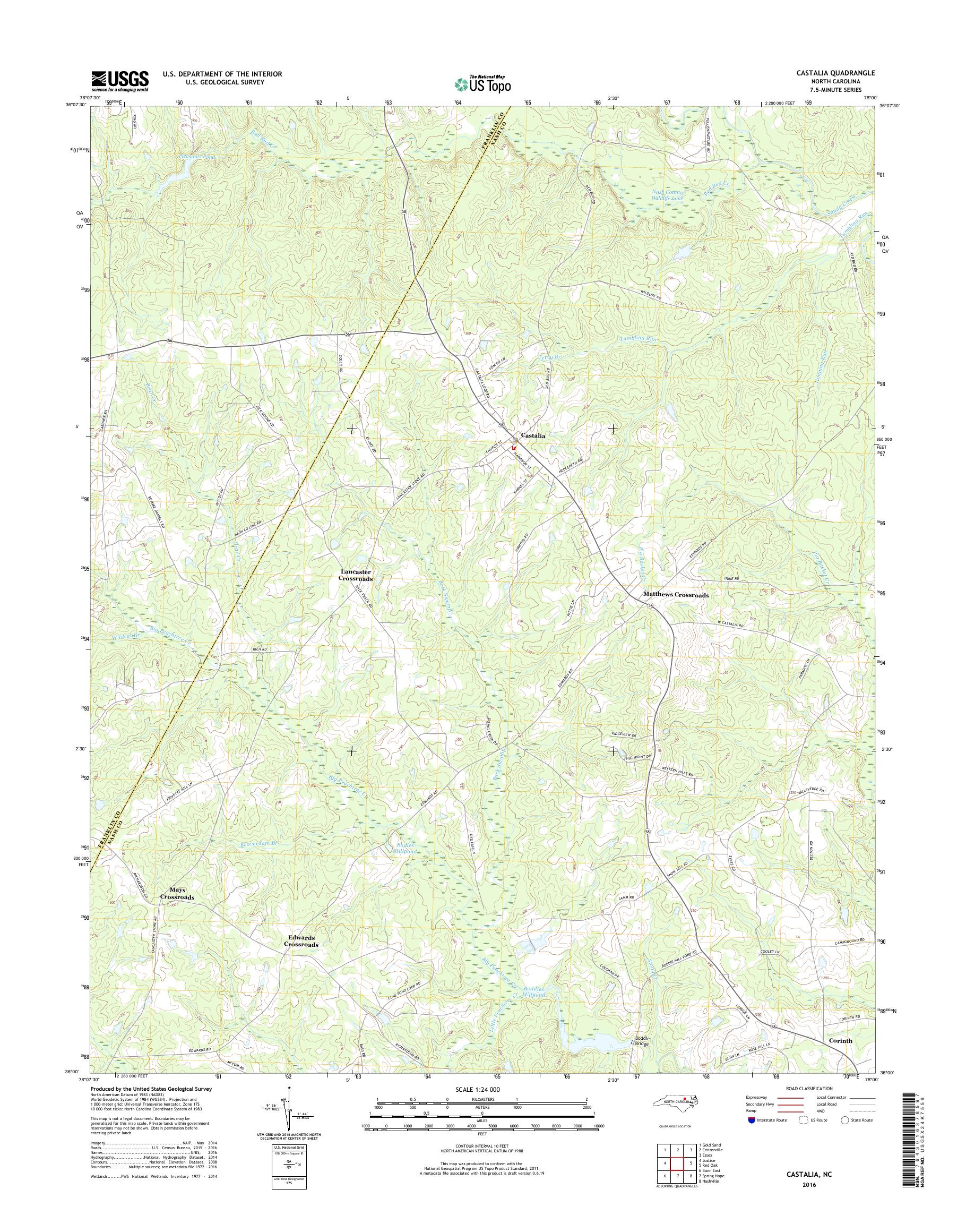 MyTopo Castalia, North Carolina USGS Quad Topo Map