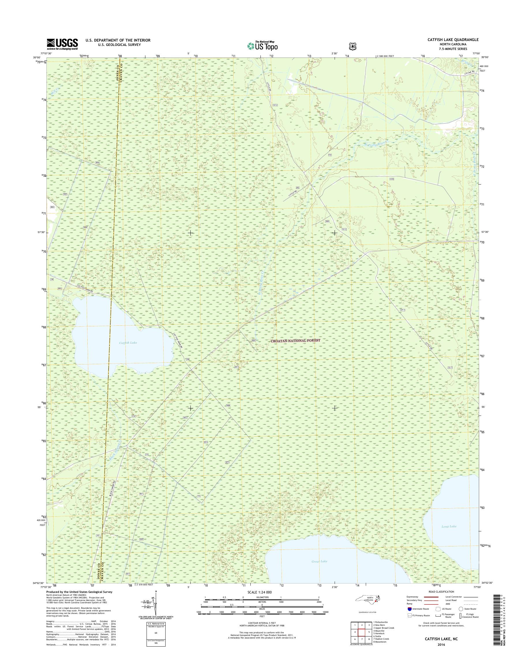 MyTopo Catfish Lake, North Carolina USGS Quad Topo Map