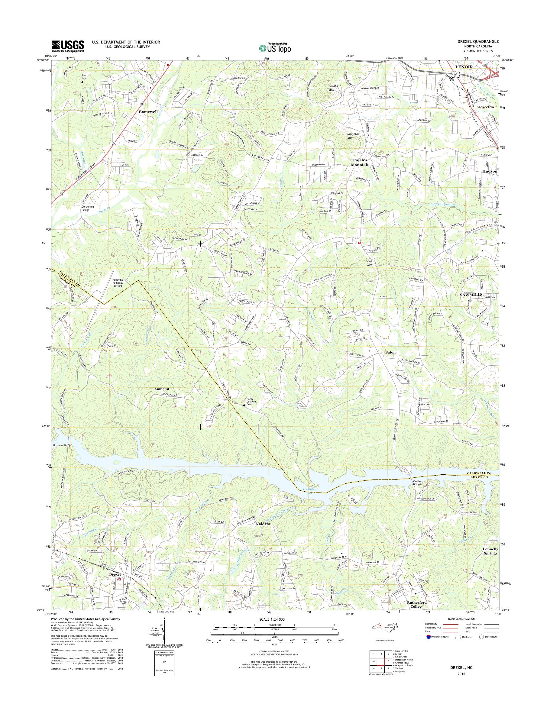 MyTopo Drexel, North Carolina USGS Quad Topo Map