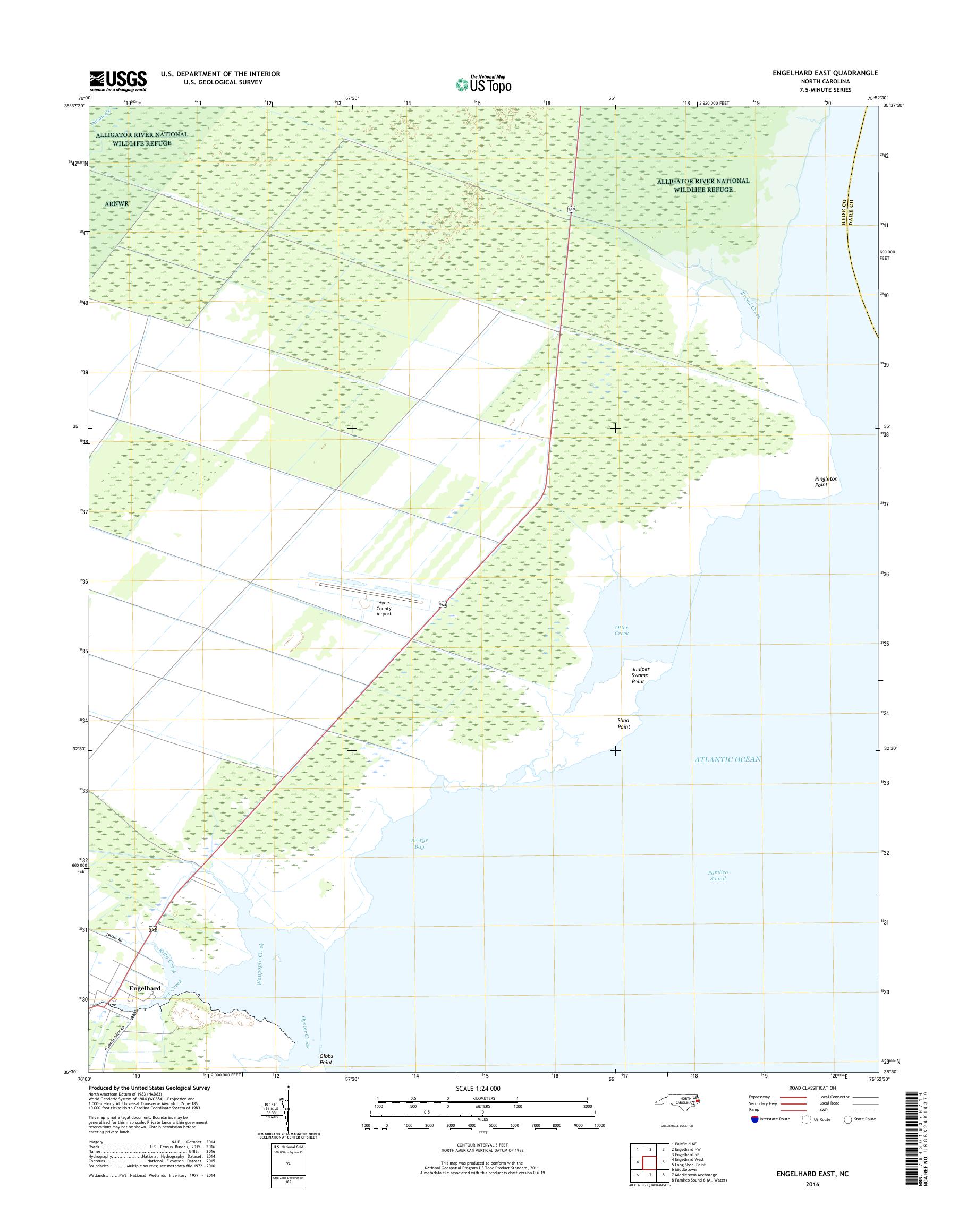 MyTopo Engelhard East, North Carolina USGS Quad Topo Map