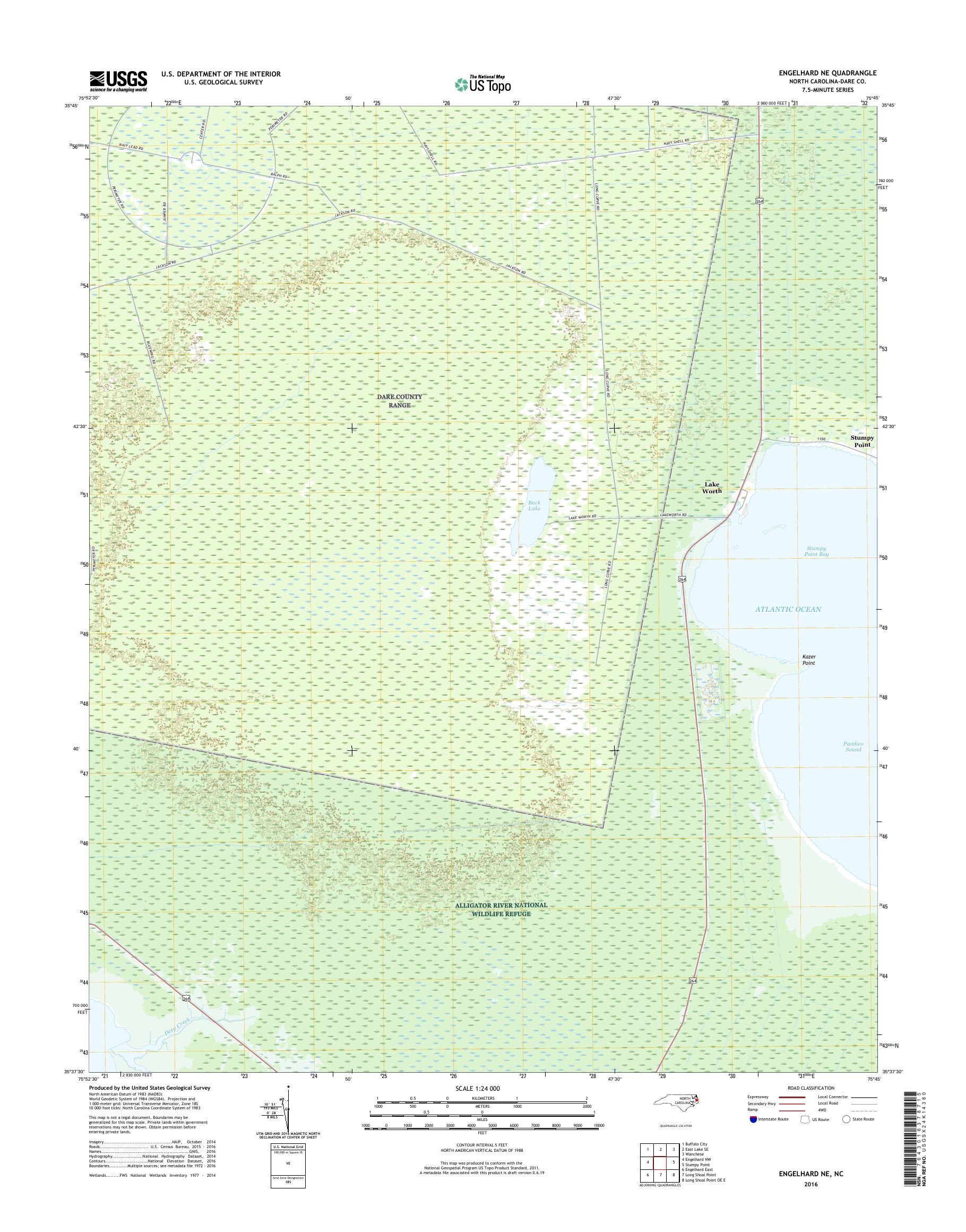 MyTopo Engelhard NE, North Carolina USGS Quad Topo Map