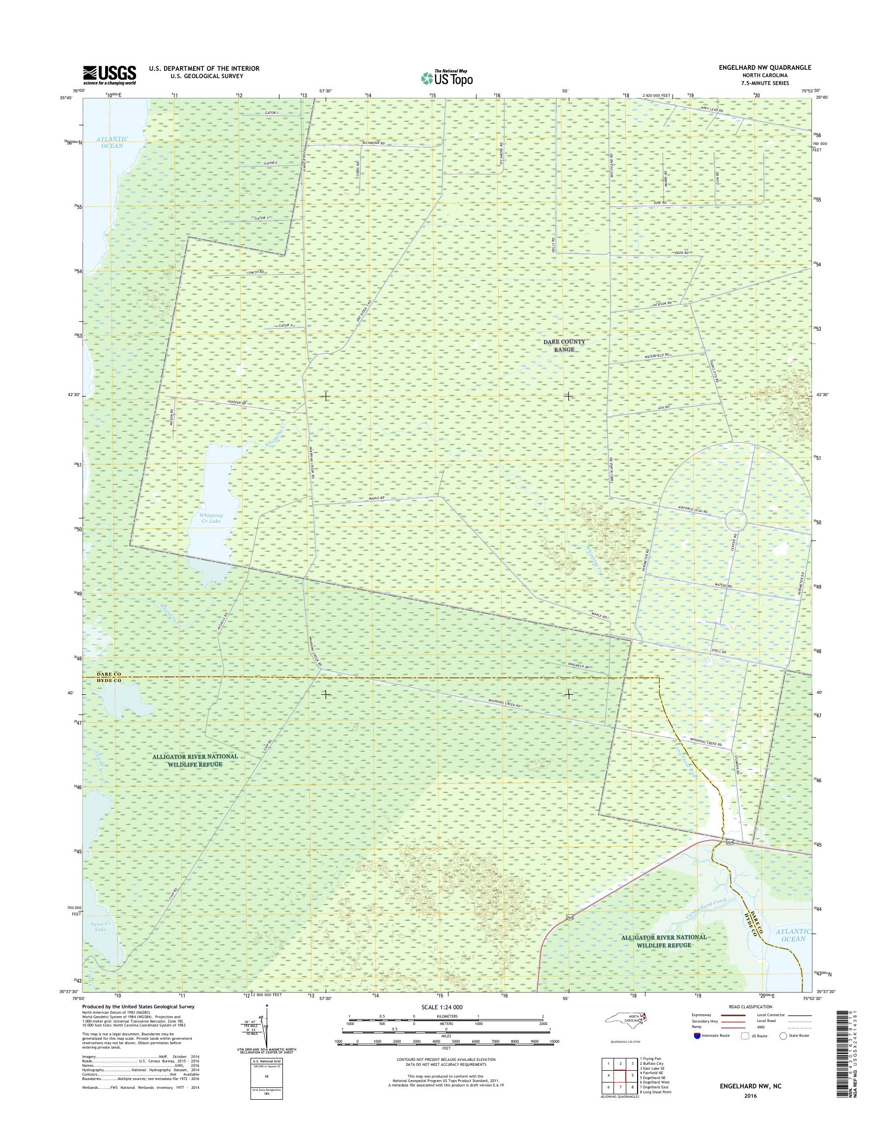 MyTopo Engelhard NW, North Carolina USGS Quad Topo Map