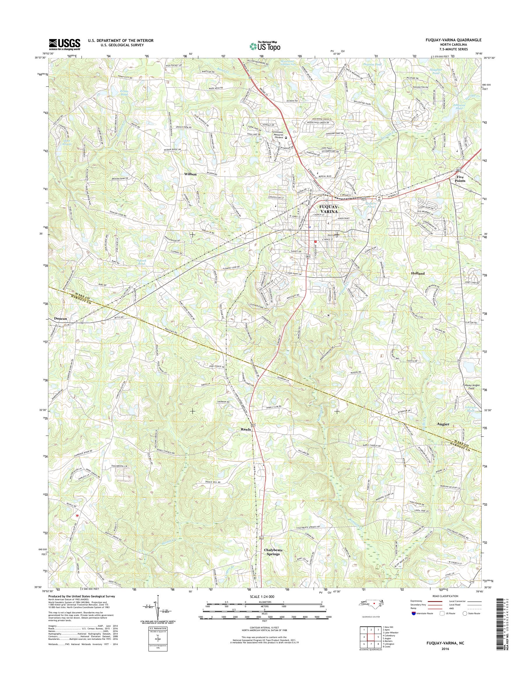 MyTopo Fuquayvarina, North Carolina USGS Quad Topo Map
