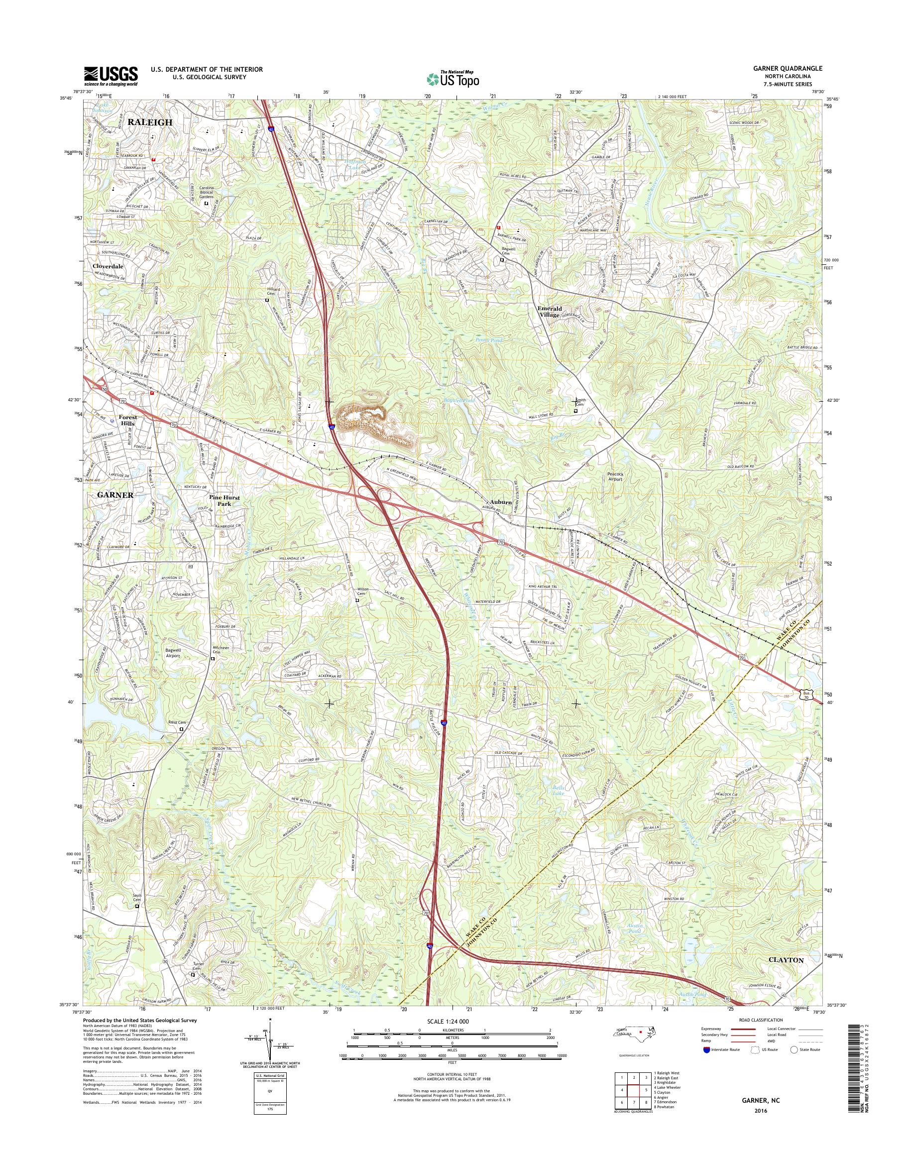 MyTopo Garner, North Carolina USGS Quad Topo Map