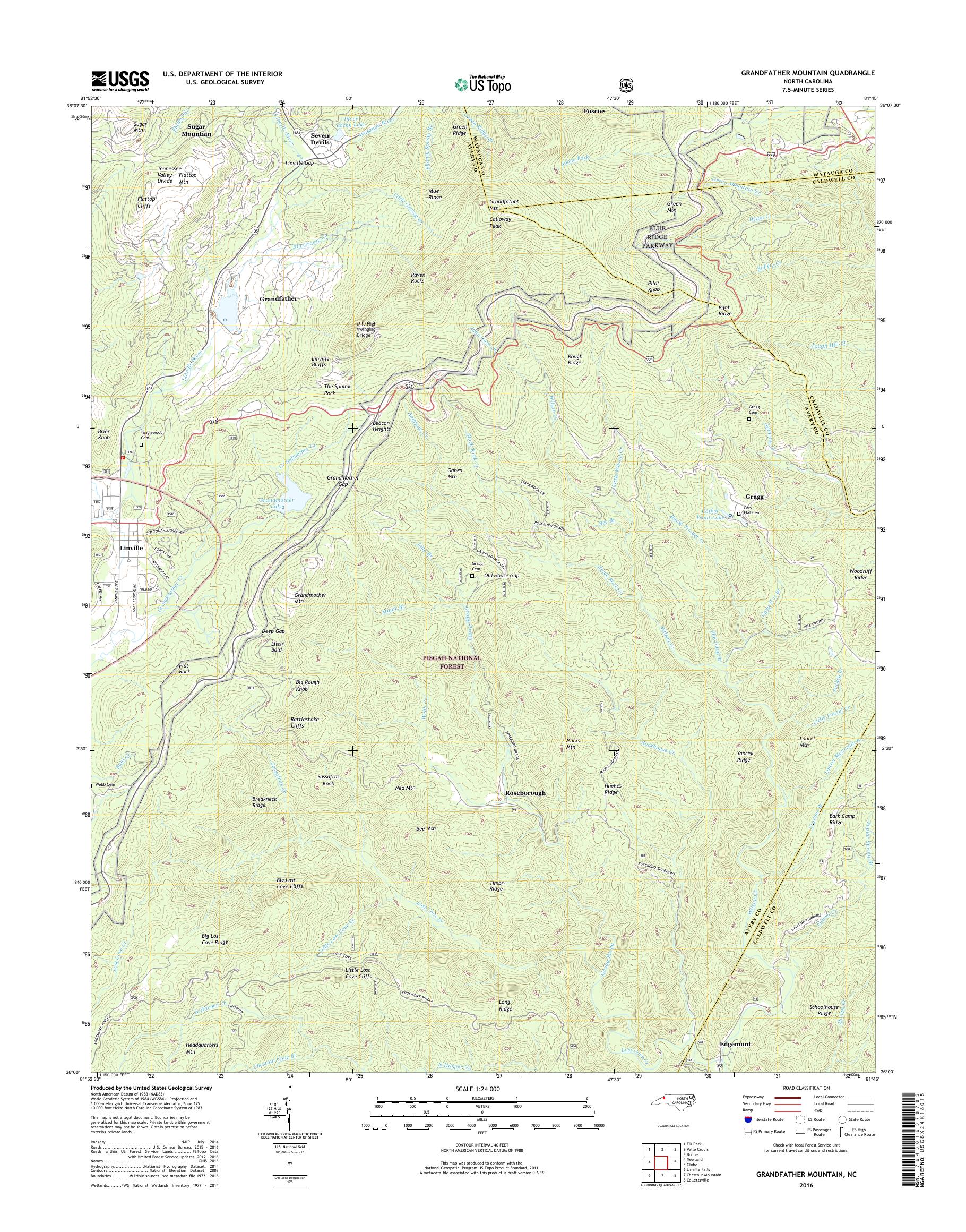 MyTopo Grandfather Mountain North - NC Grandfather Mountain 20160628 TM Geo 