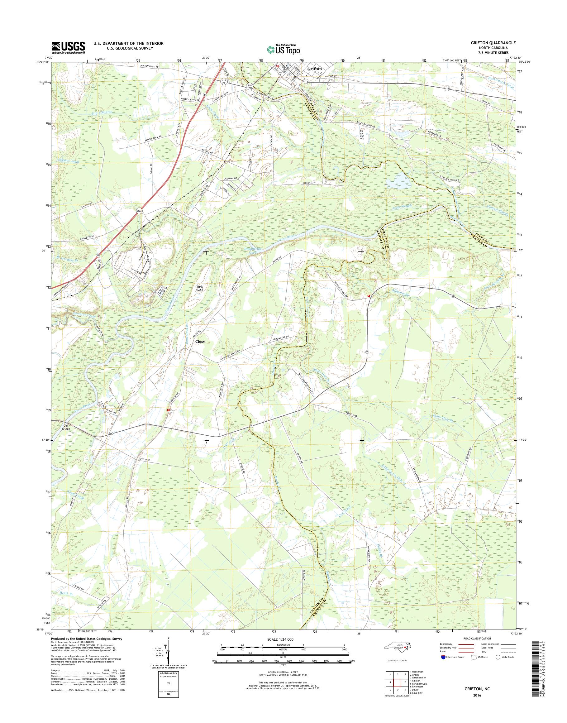 MyTopo Grifton, North Carolina USGS Quad Topo Map