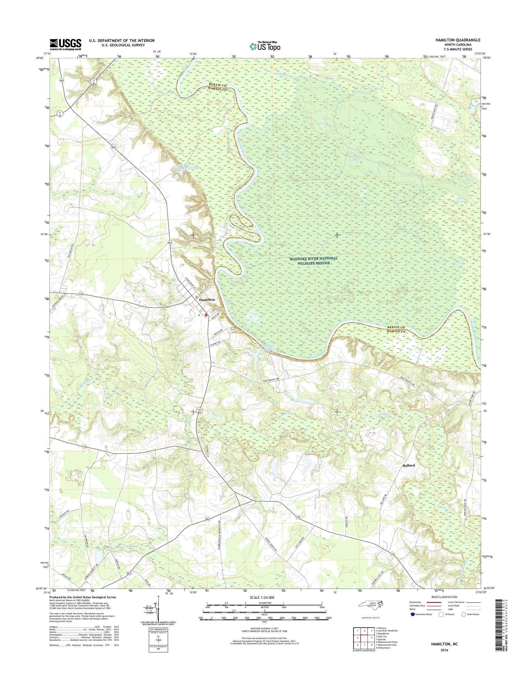 MyTopo Hamilton, North Carolina USGS Quad Topo Map