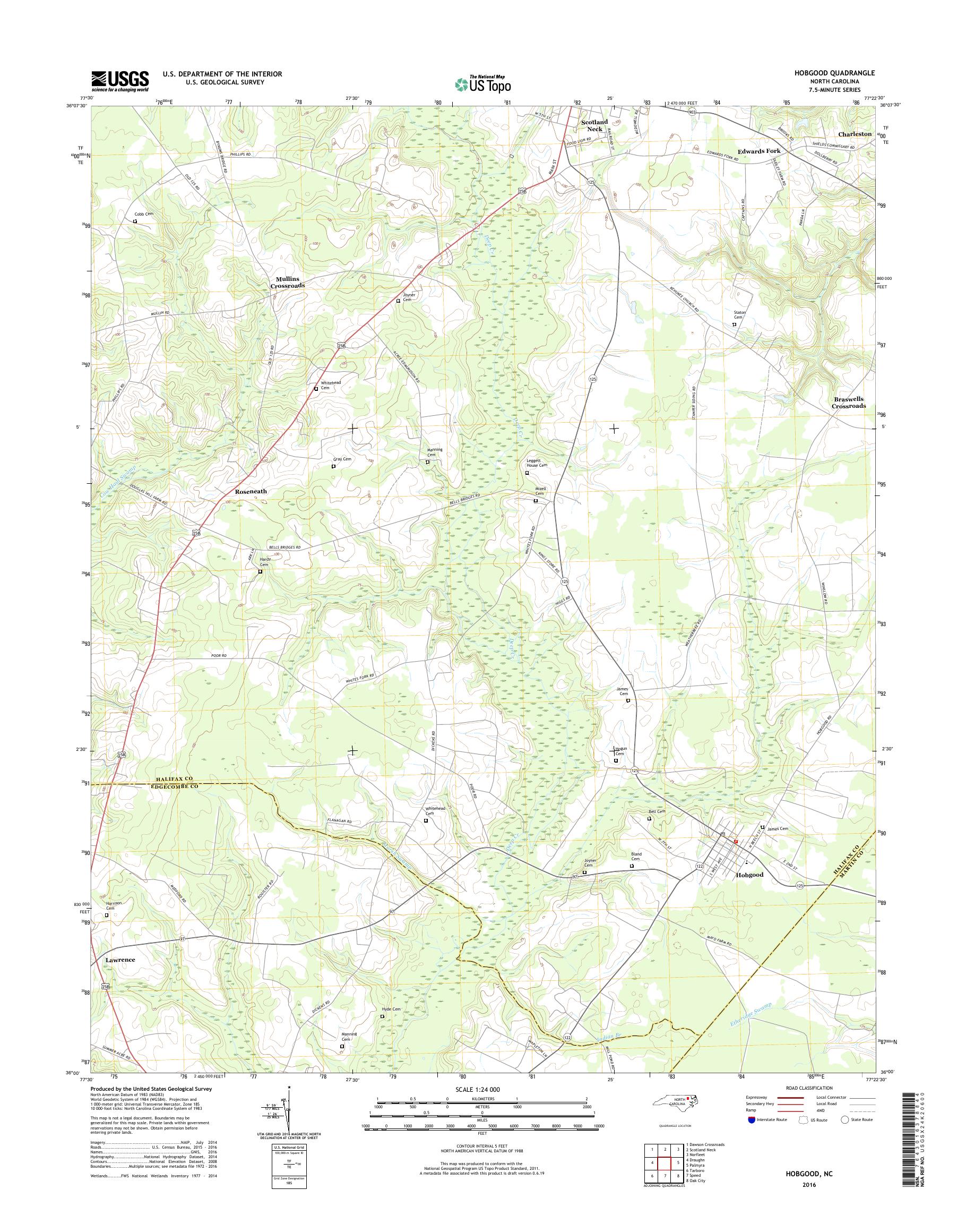 MyTopo Hobgood, North Carolina USGS Quad Topo Map