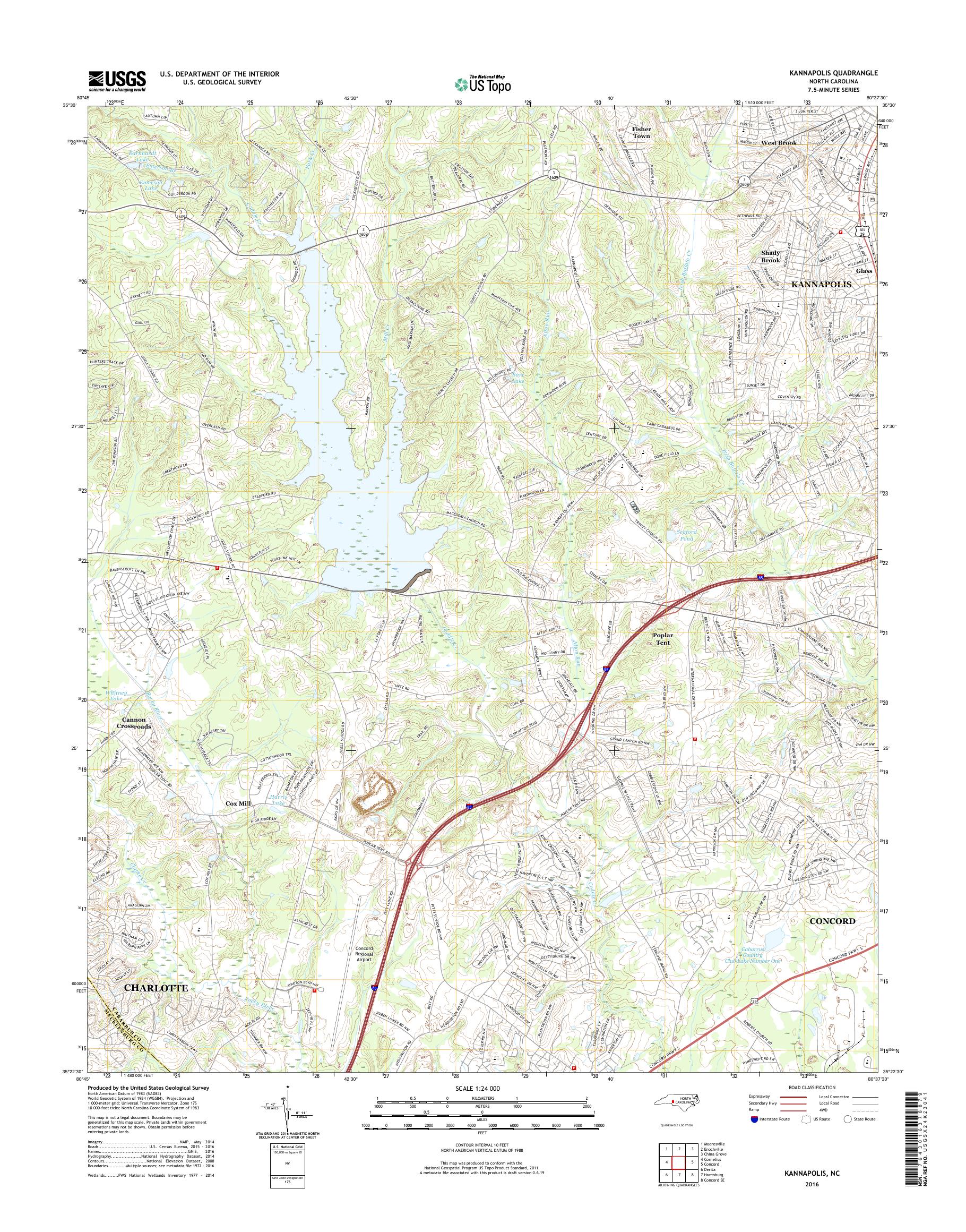 MyTopo Kannapolis, North Carolina USGS Quad Topo Map