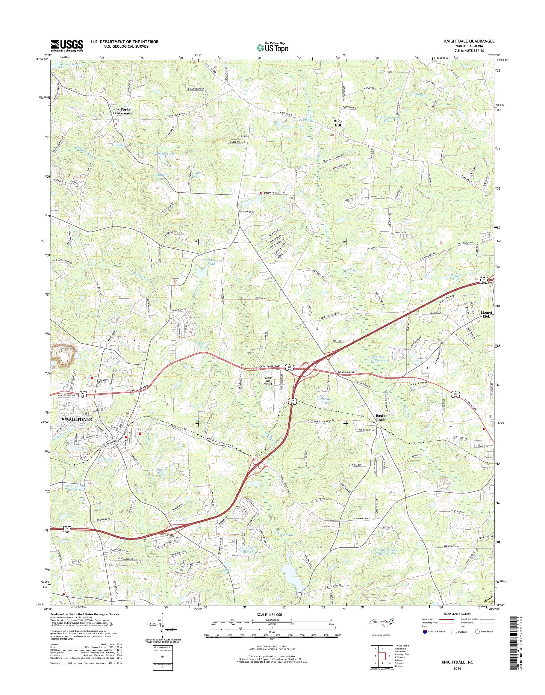 MyTopo Knightdale, North Carolina USGS Quad Topo Map