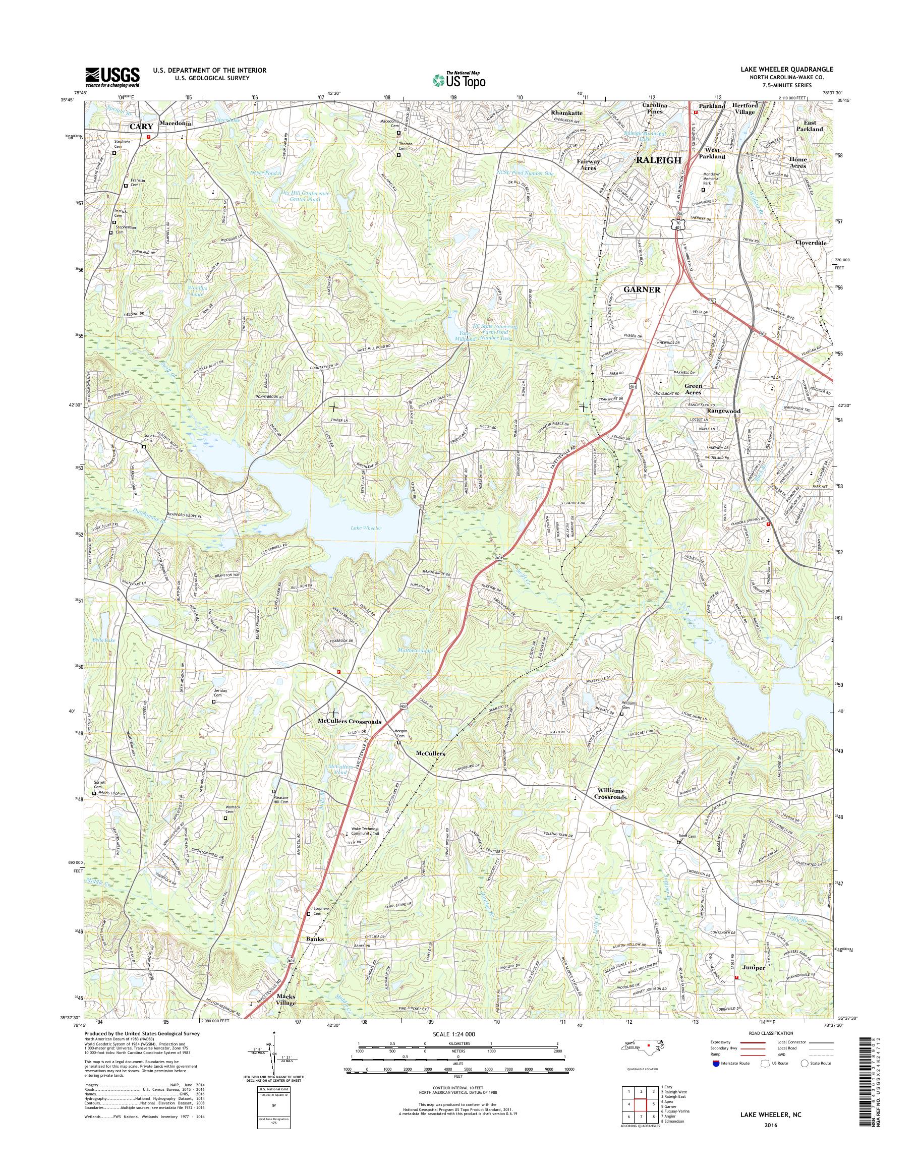 MyTopo Lake Wheeler, North Carolina USGS Quad Topo Map