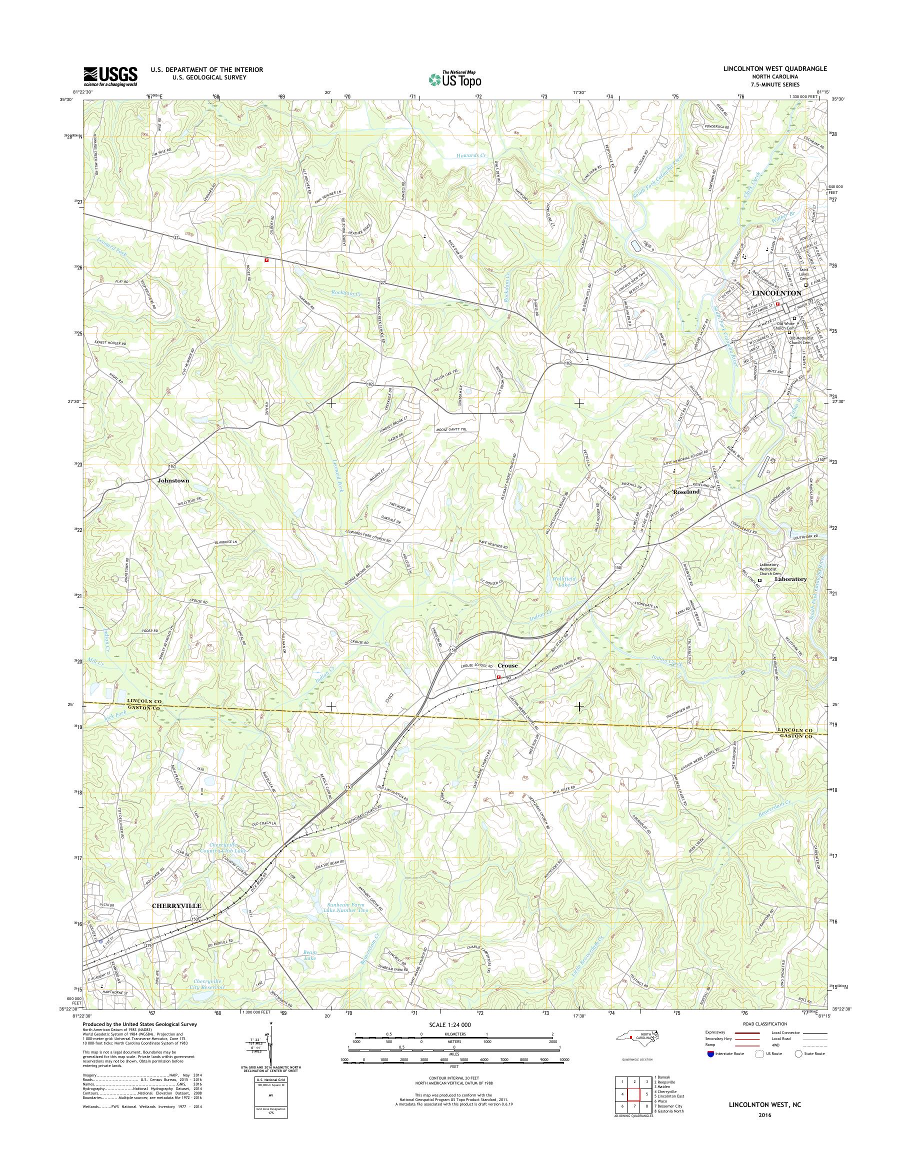 MyTopo Lincolnton West, North Carolina USGS Quad Topo Map