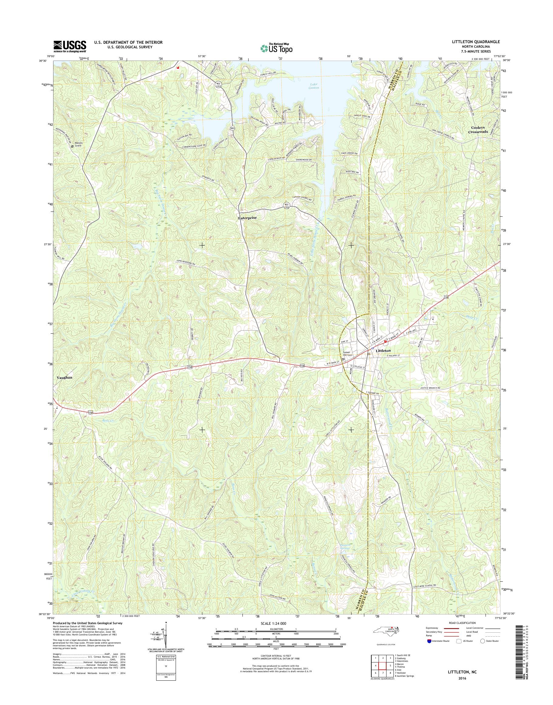 MyTopo Littleton, North Carolina USGS Quad Topo Map
