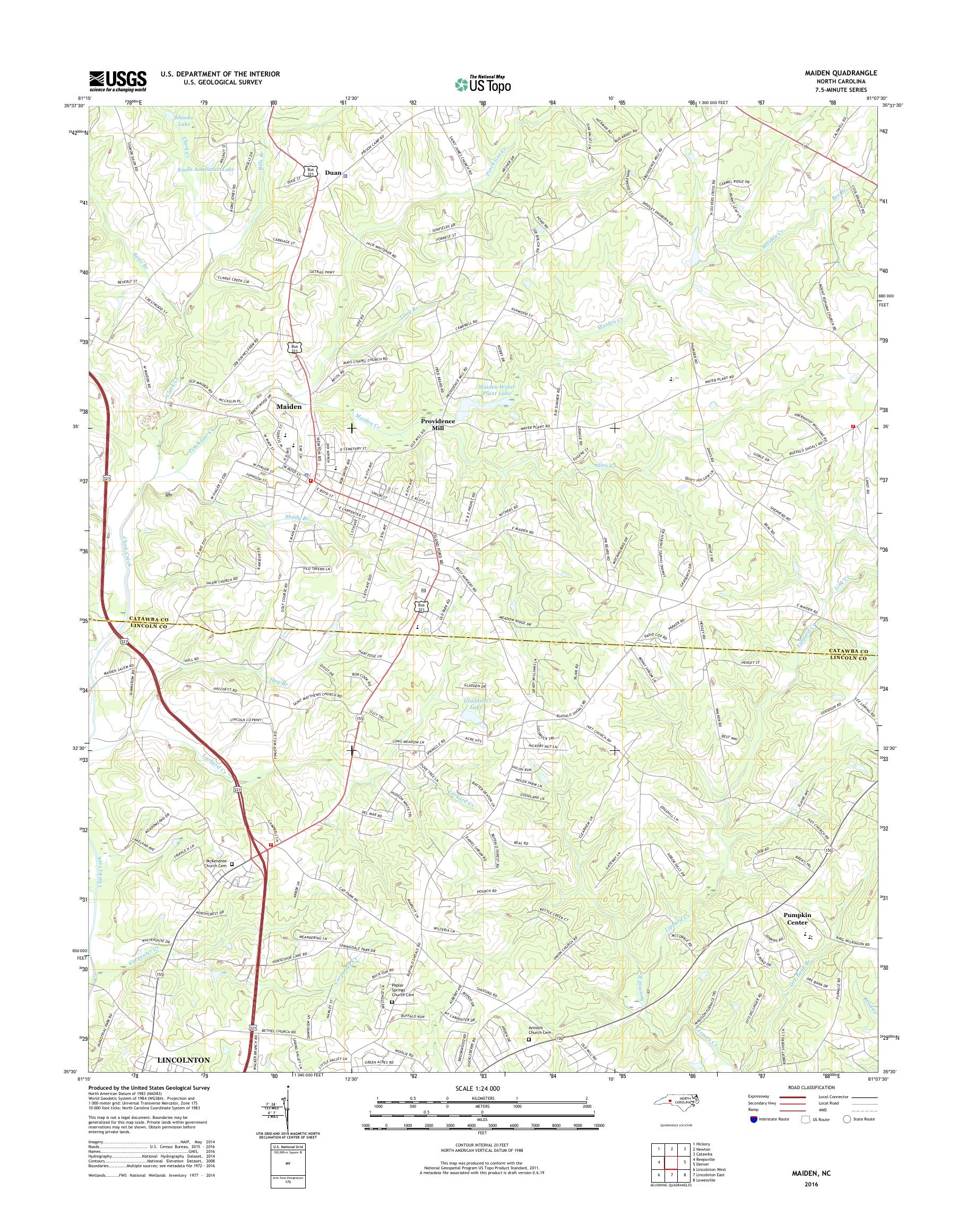 MyTopo Maiden, North Carolina USGS Quad Topo Map
