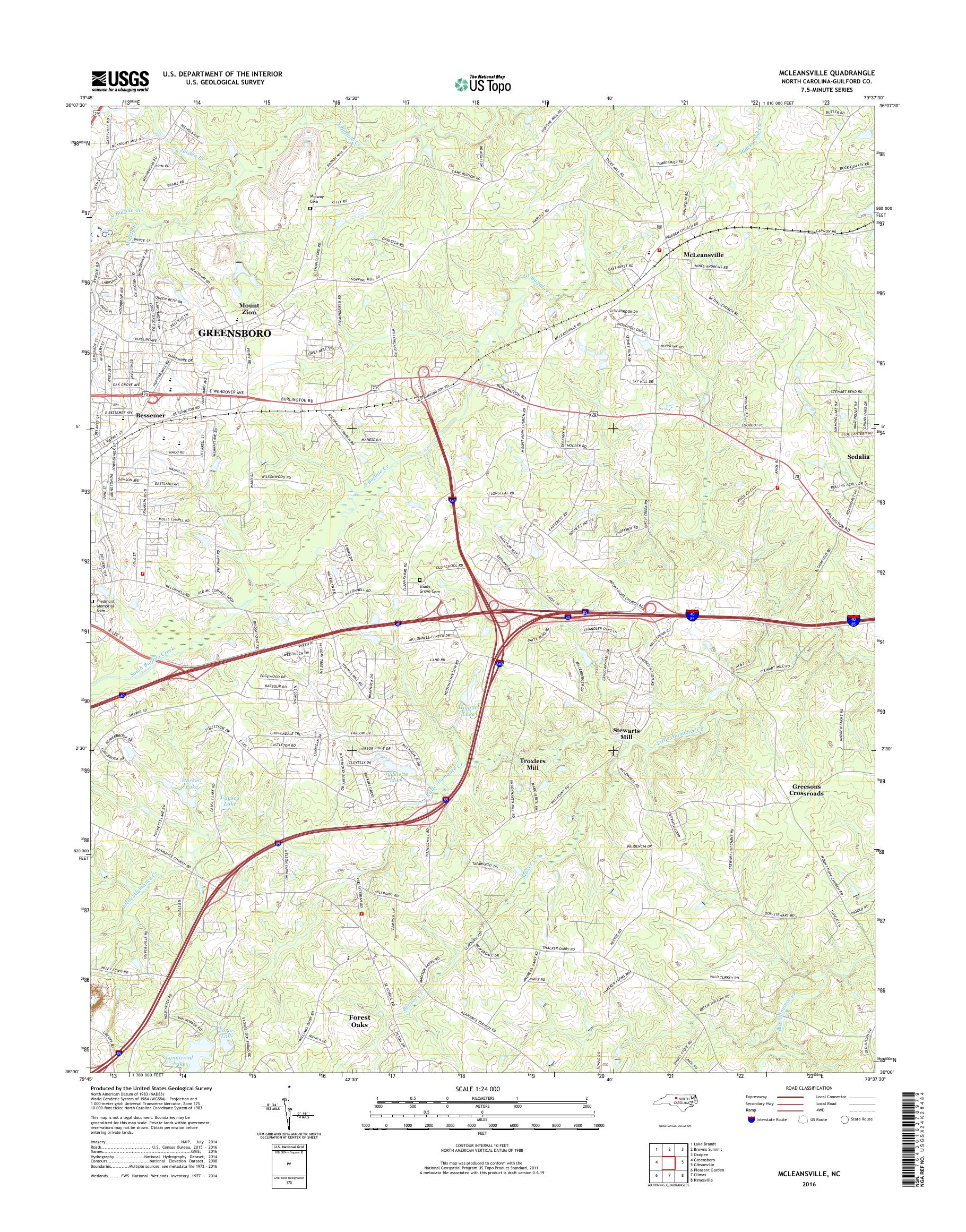 MyTopo McLeansville, North Carolina USGS Quad Topo Map