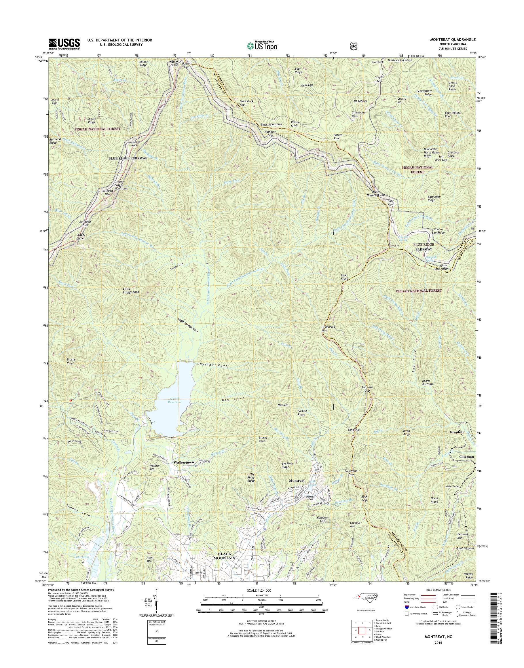MyTopo Montreat, North Carolina USGS Quad Topo Map