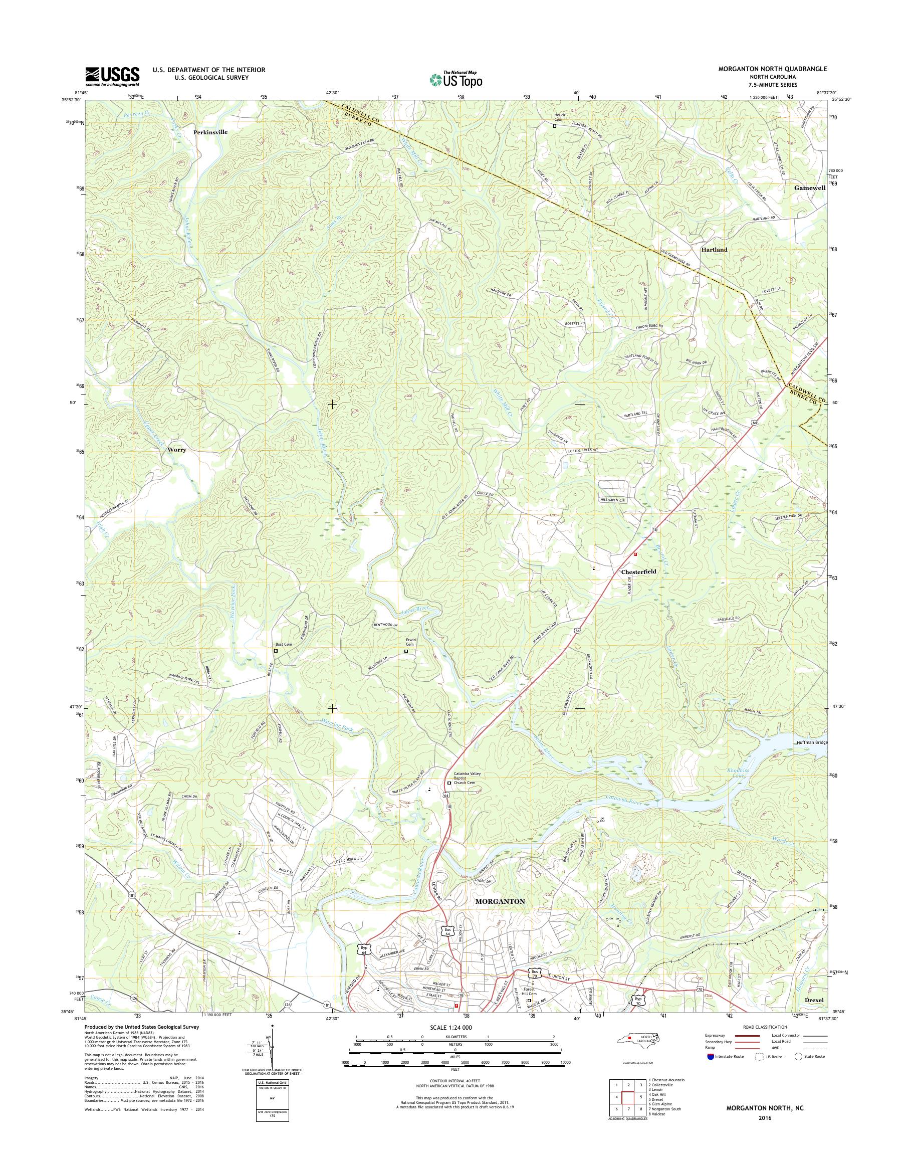 MyTopo North, North Carolina USGS Quad Topo Map